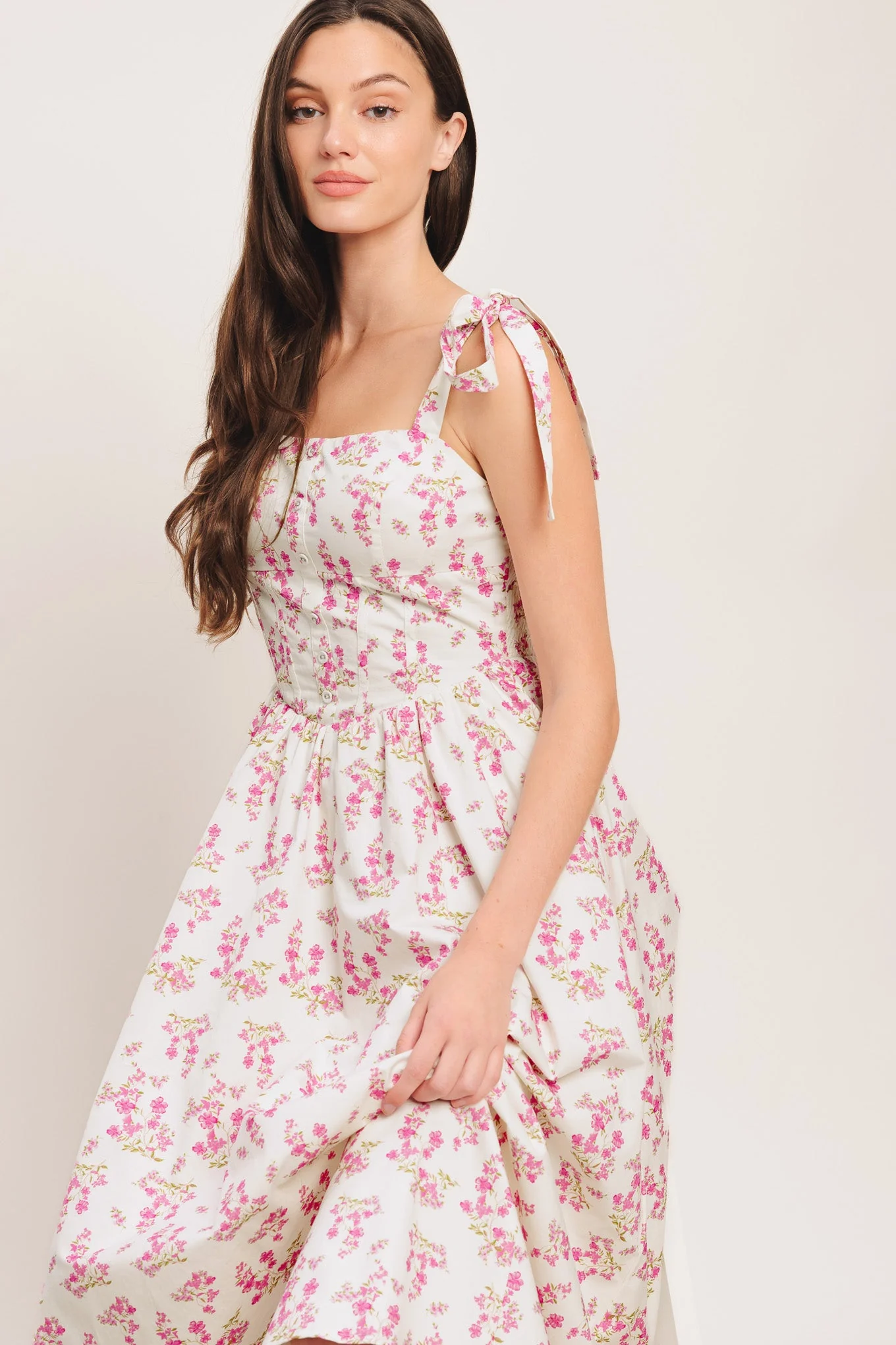 PETALS & PROMISES PINK MIDI DRESS - Image 4