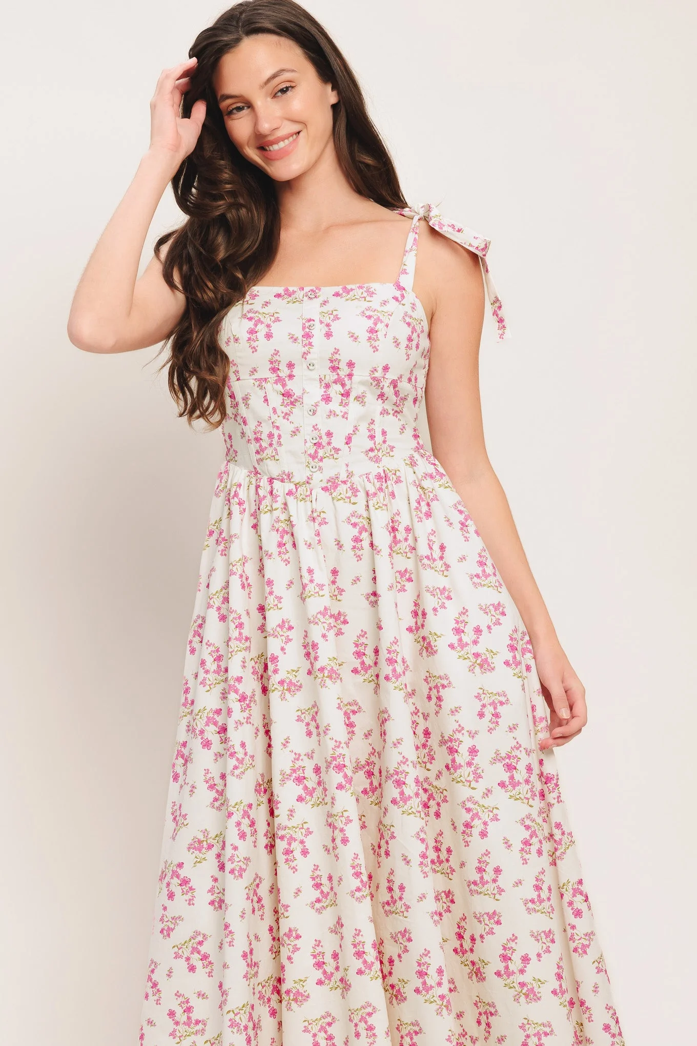 PETALS & PROMISES PINK MIDI DRESS - Image 8