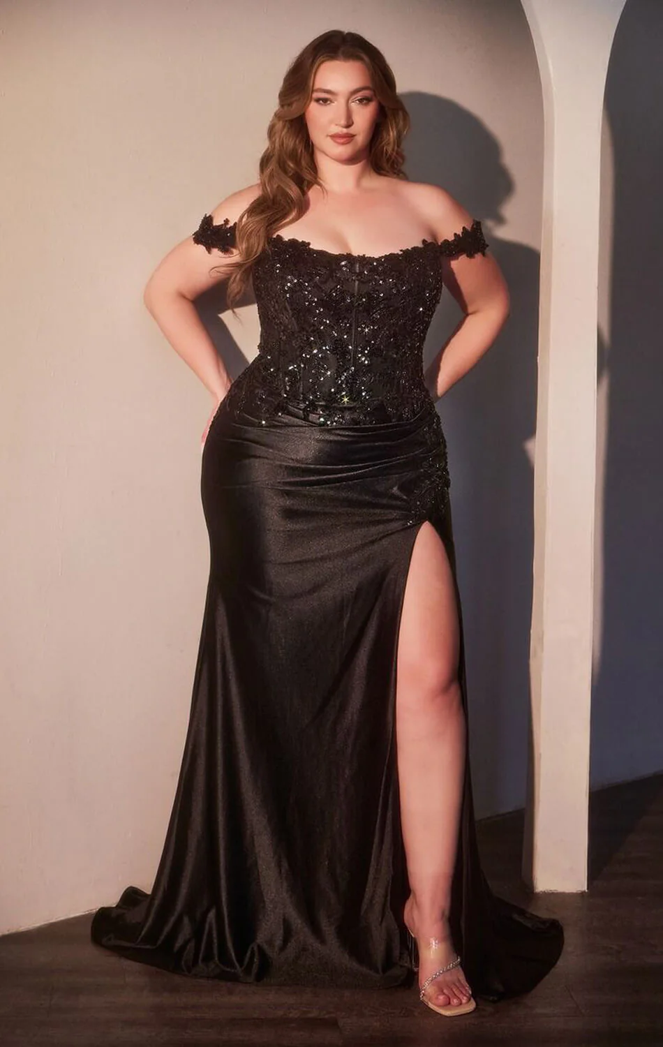 PHILIPPA GOWN - OFF THE SHOULDER LACE & SATIN DRESS - Image 5