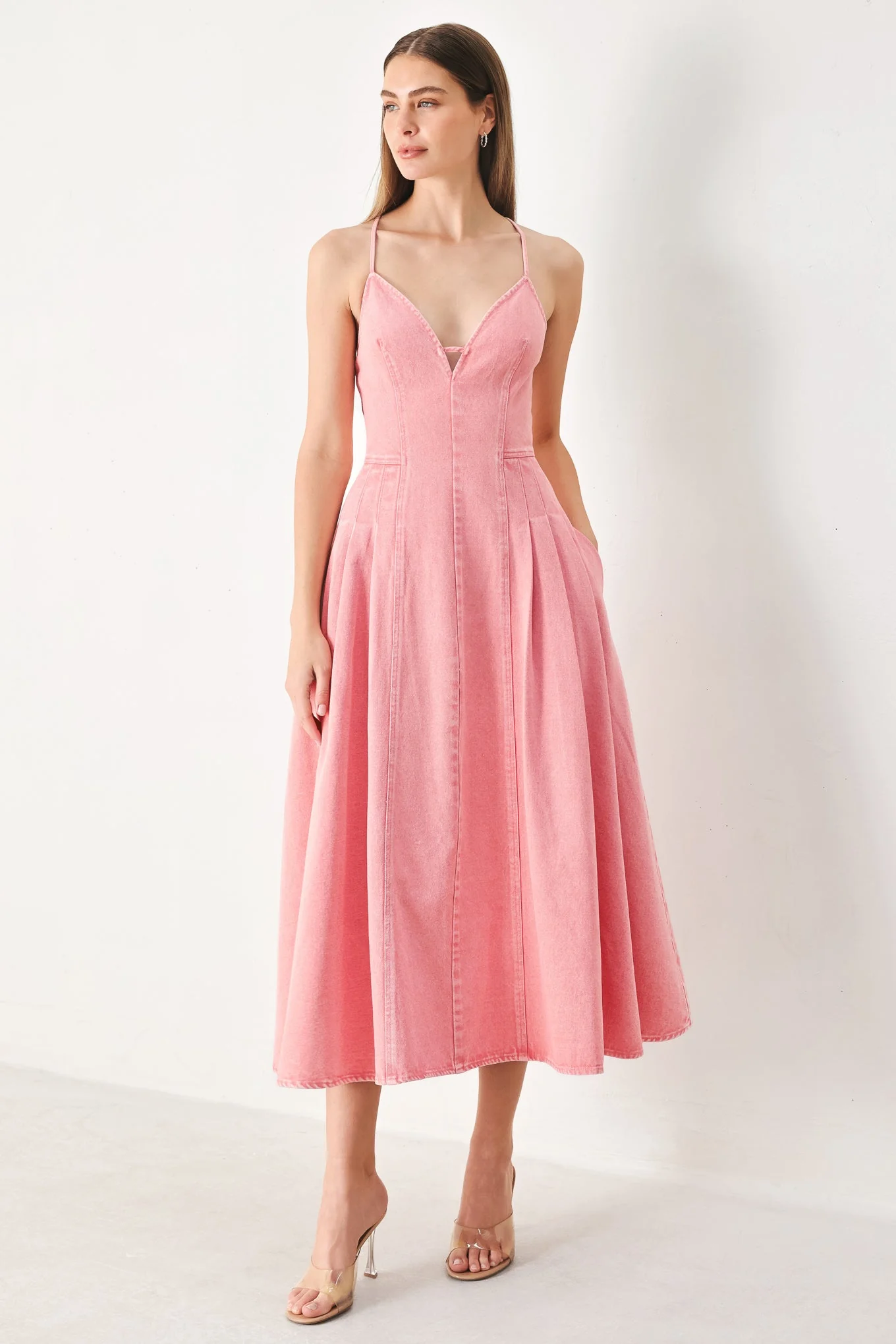 PINK HAZE TWILL MIDI DRESS - Image 2