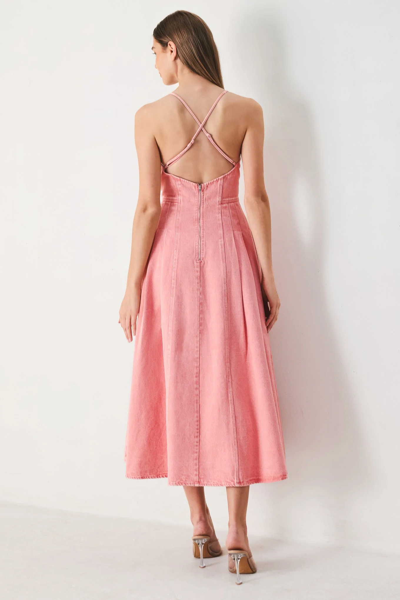 PINK HAZE TWILL MIDI DRESS - Image 3