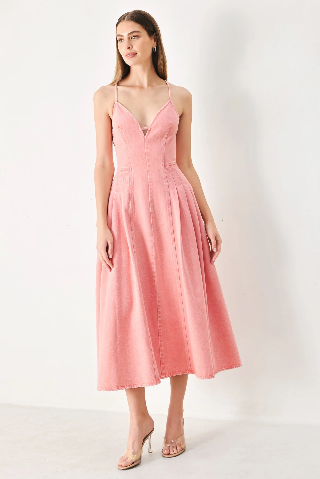 PINK HAZE TWILL MIDI DRESS - Image 5