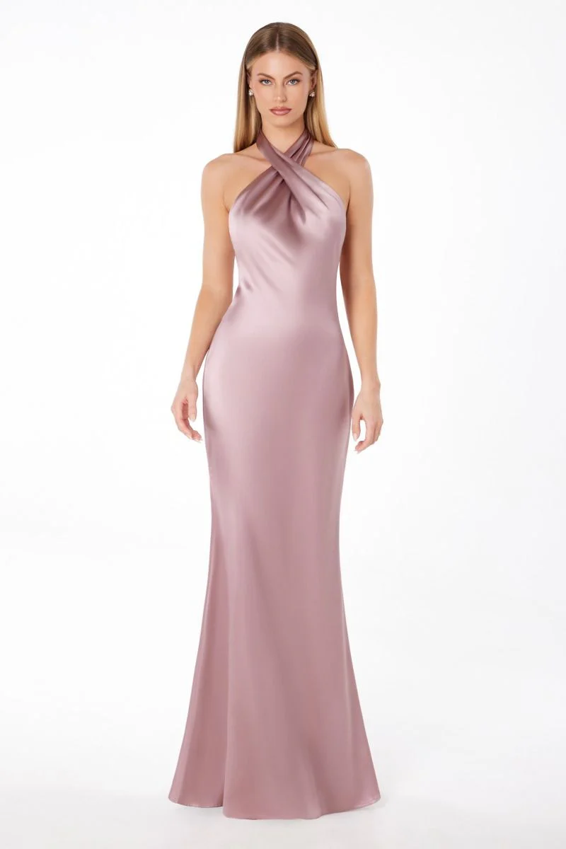 Piper Maxi Dress - Fitted Satin Halter Dress - Image 7