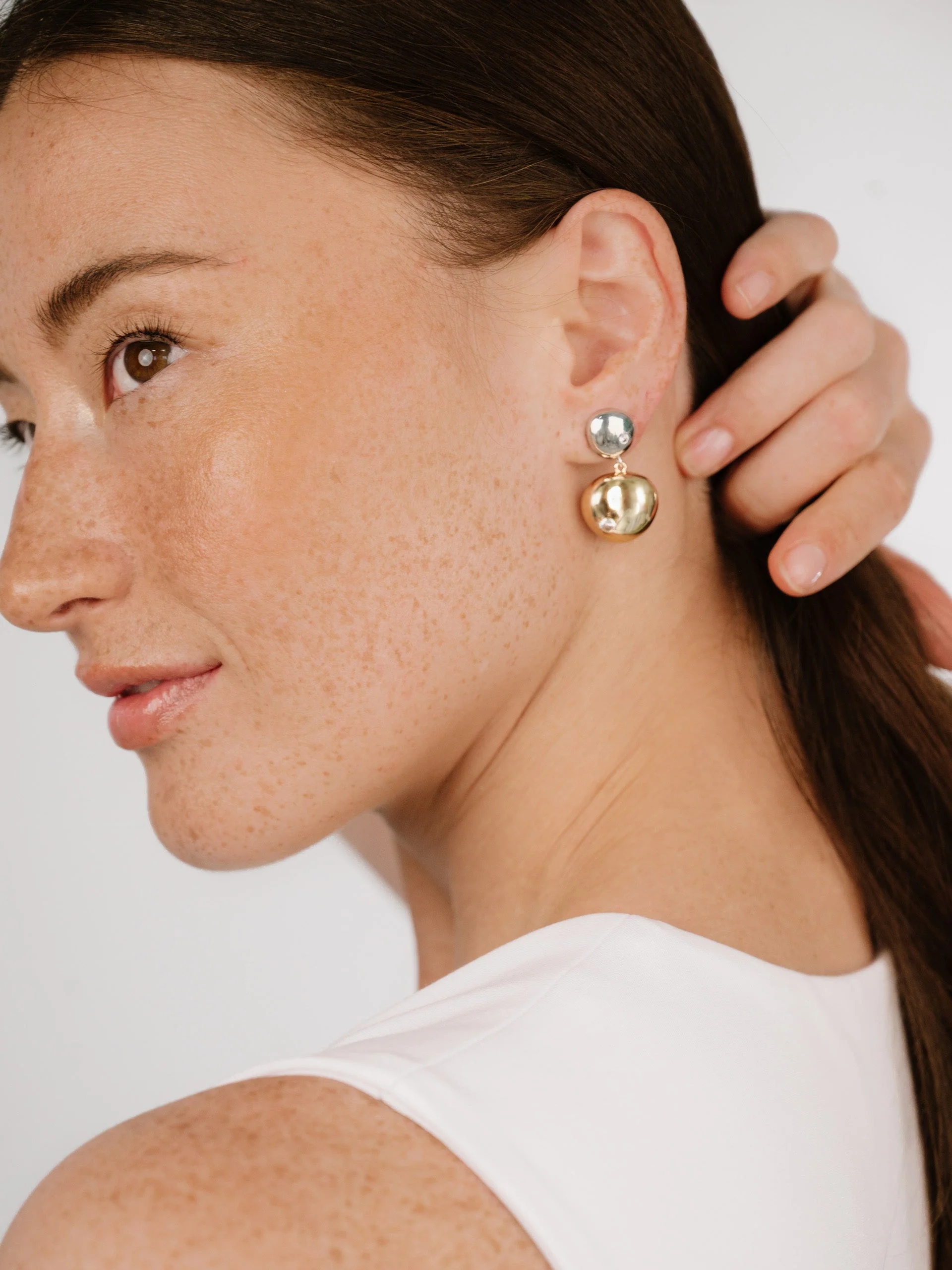 Polished Double Pebble Drop Earrings - Image 10