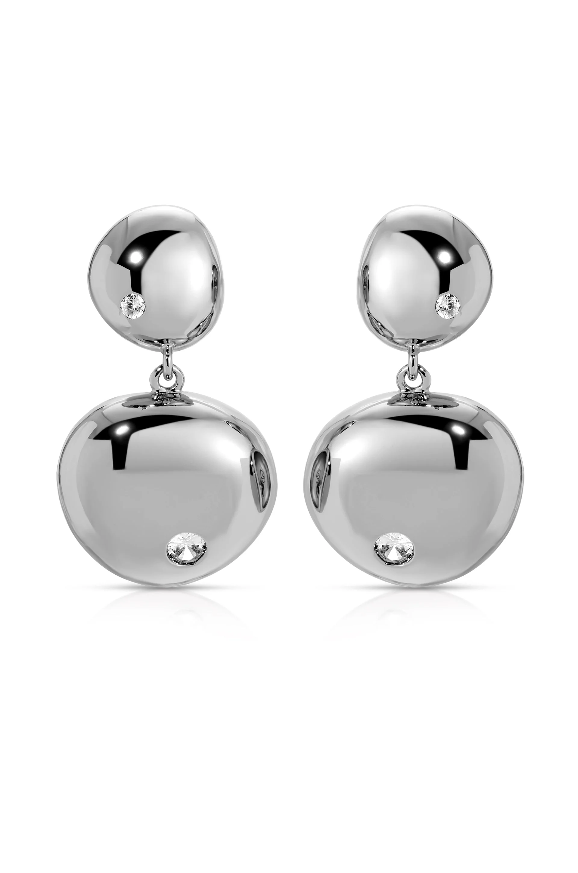 Polished Double Pebble Drop Earrings - Image 12