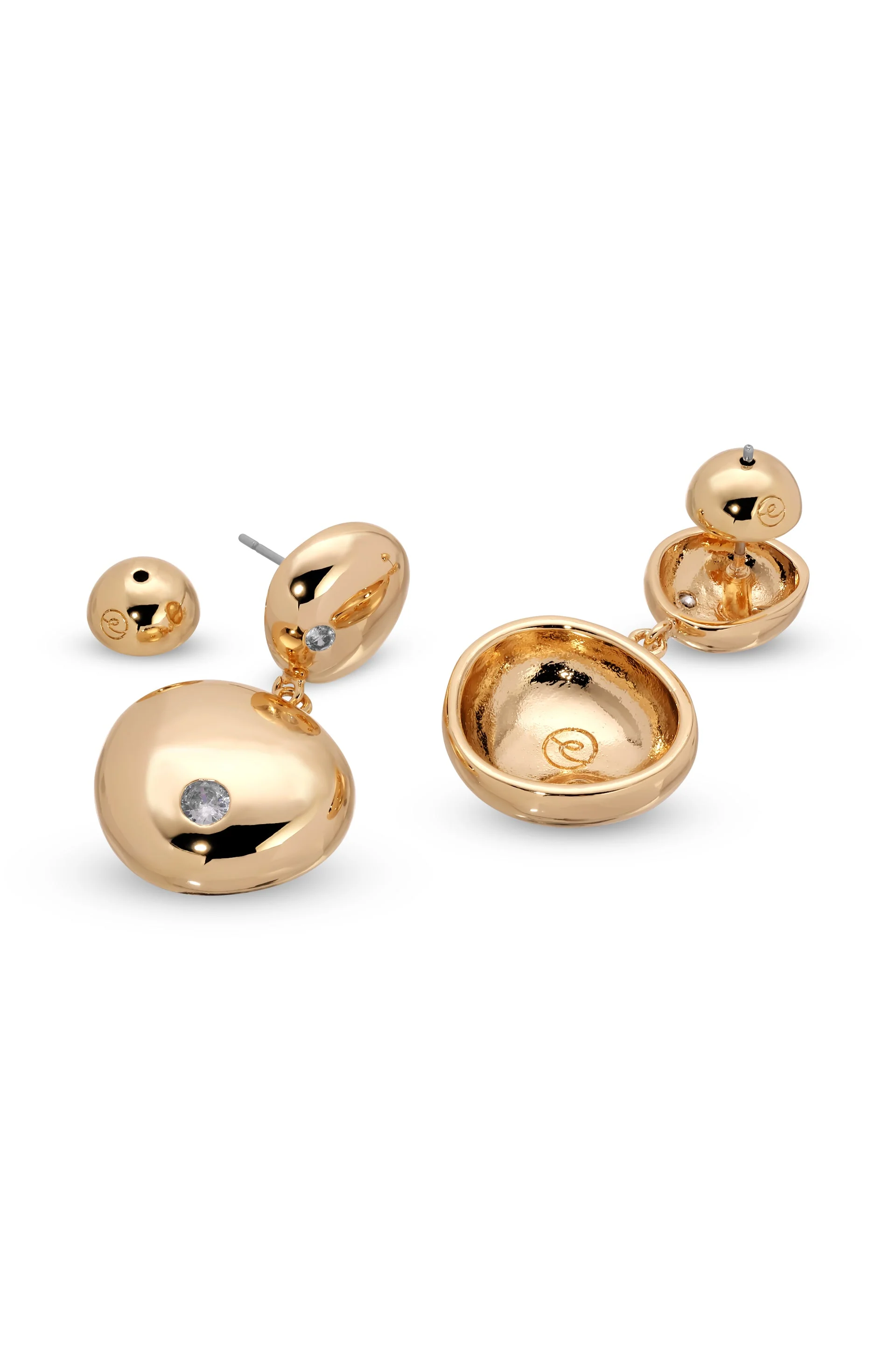 Polished Double Pebble Drop Earrings - Image 3