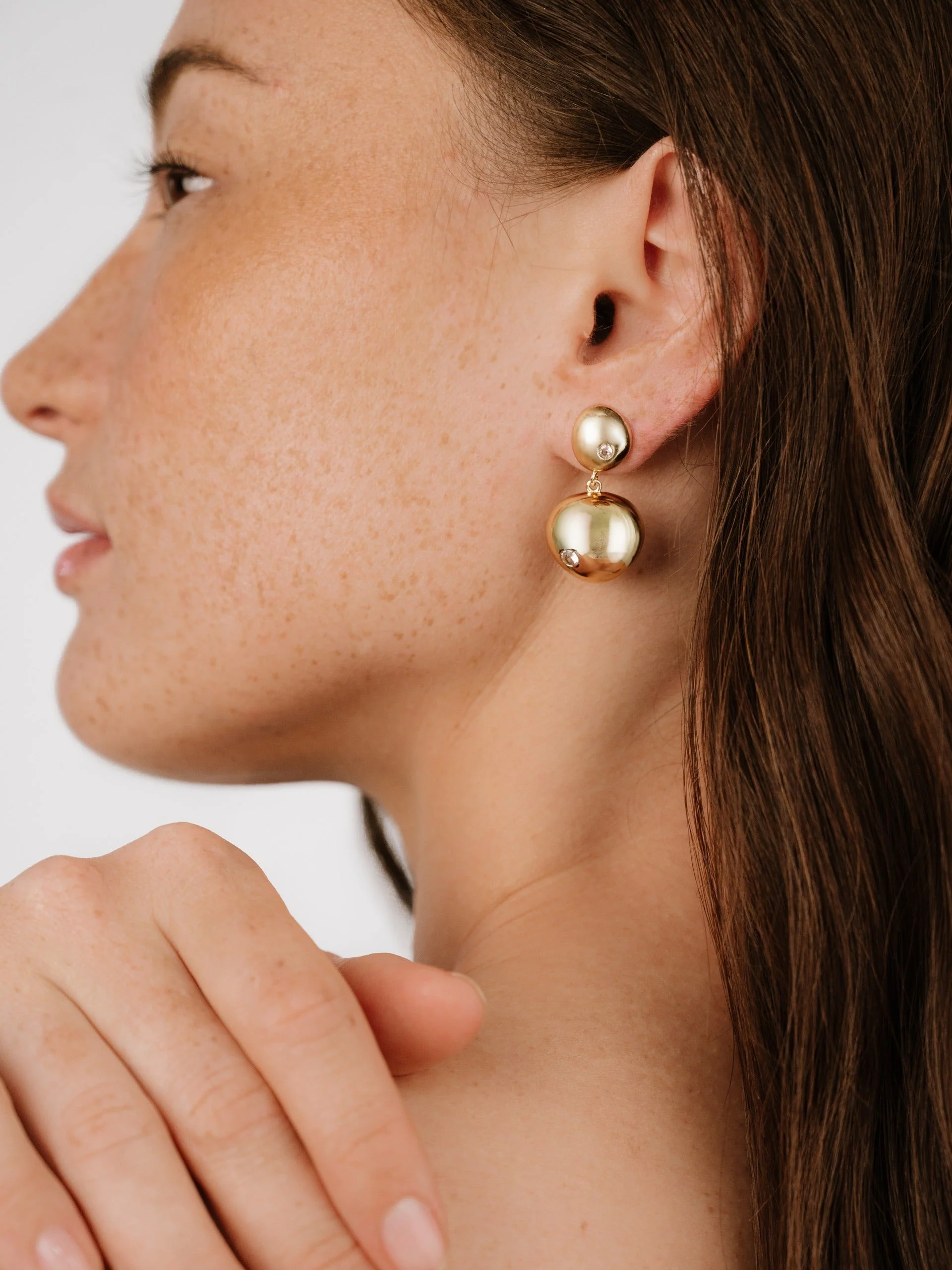 Polished Double Pebble Drop Earrings - Image 5