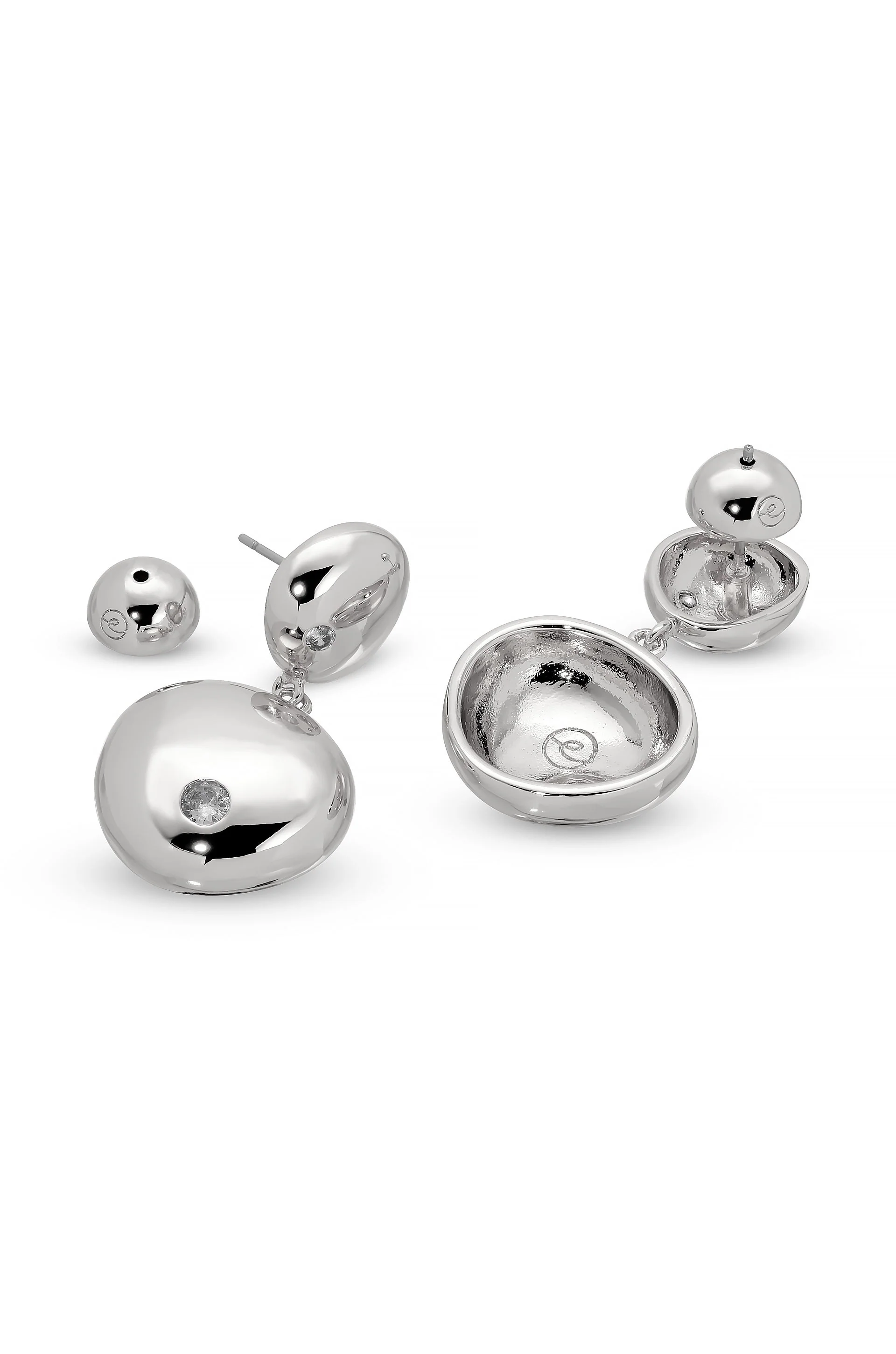 Polished Double Pebble Drop Earrings - Image 6