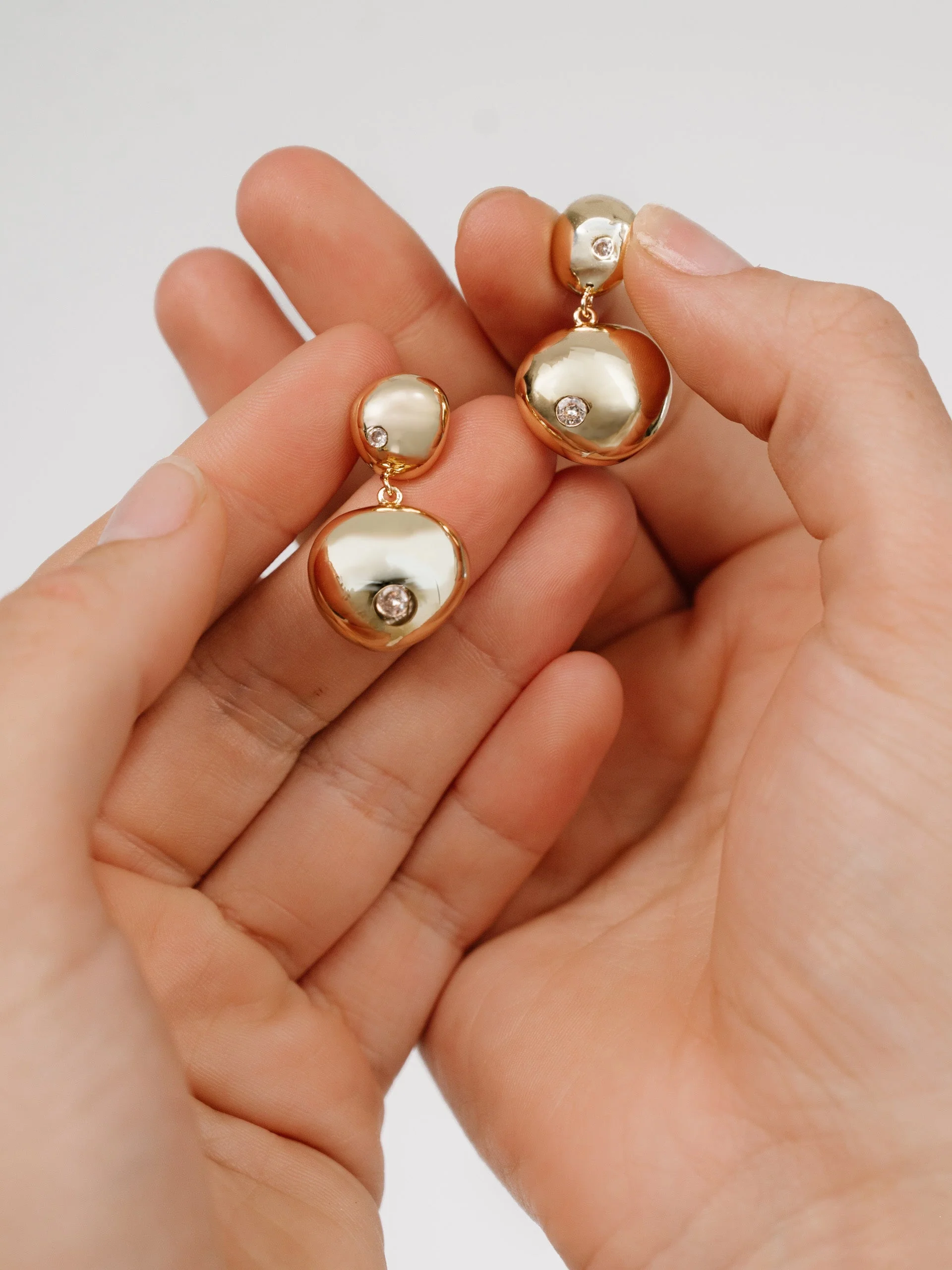 Polished Double Pebble Drop Earrings - Image 7