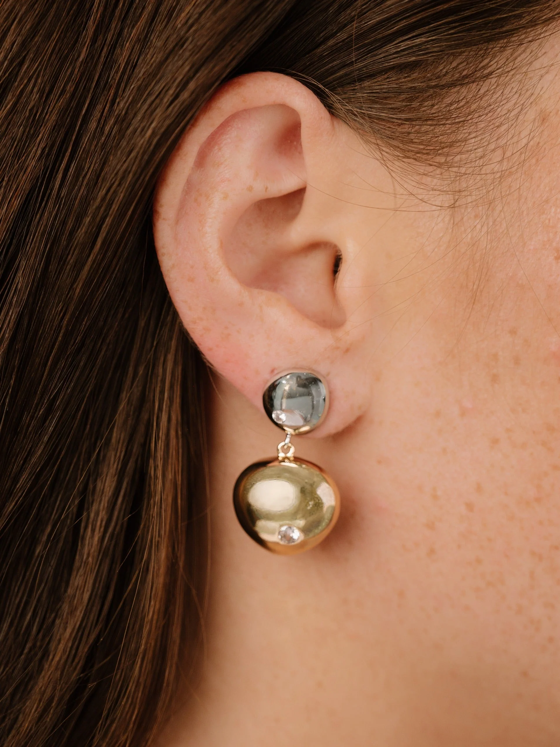 Polished Double Pebble Drop Earrings - Image 9