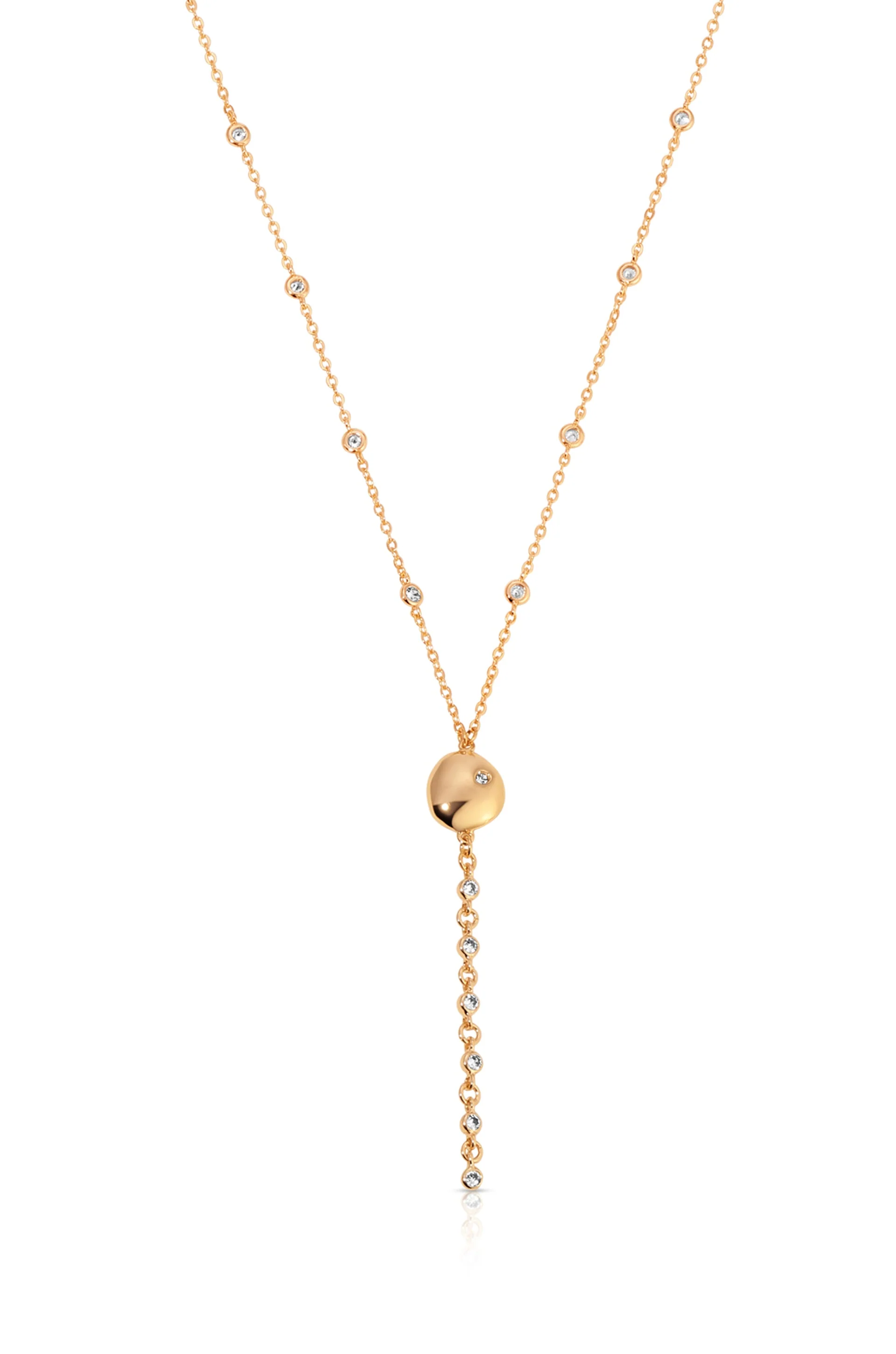 Polished Pebble Crystal Chain Lariat - Image 2