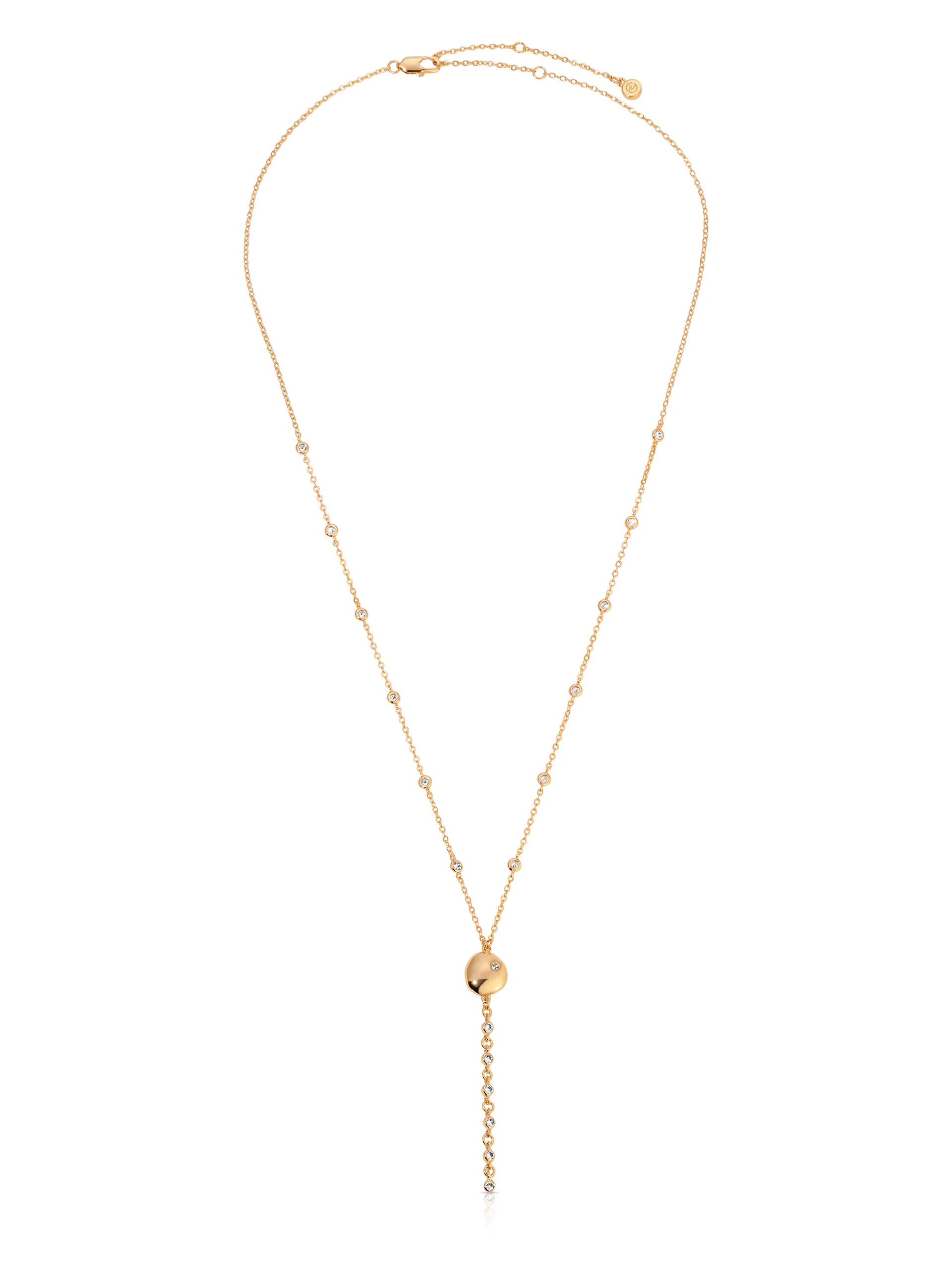 Polished Pebble Crystal Chain Lariat - Image 4