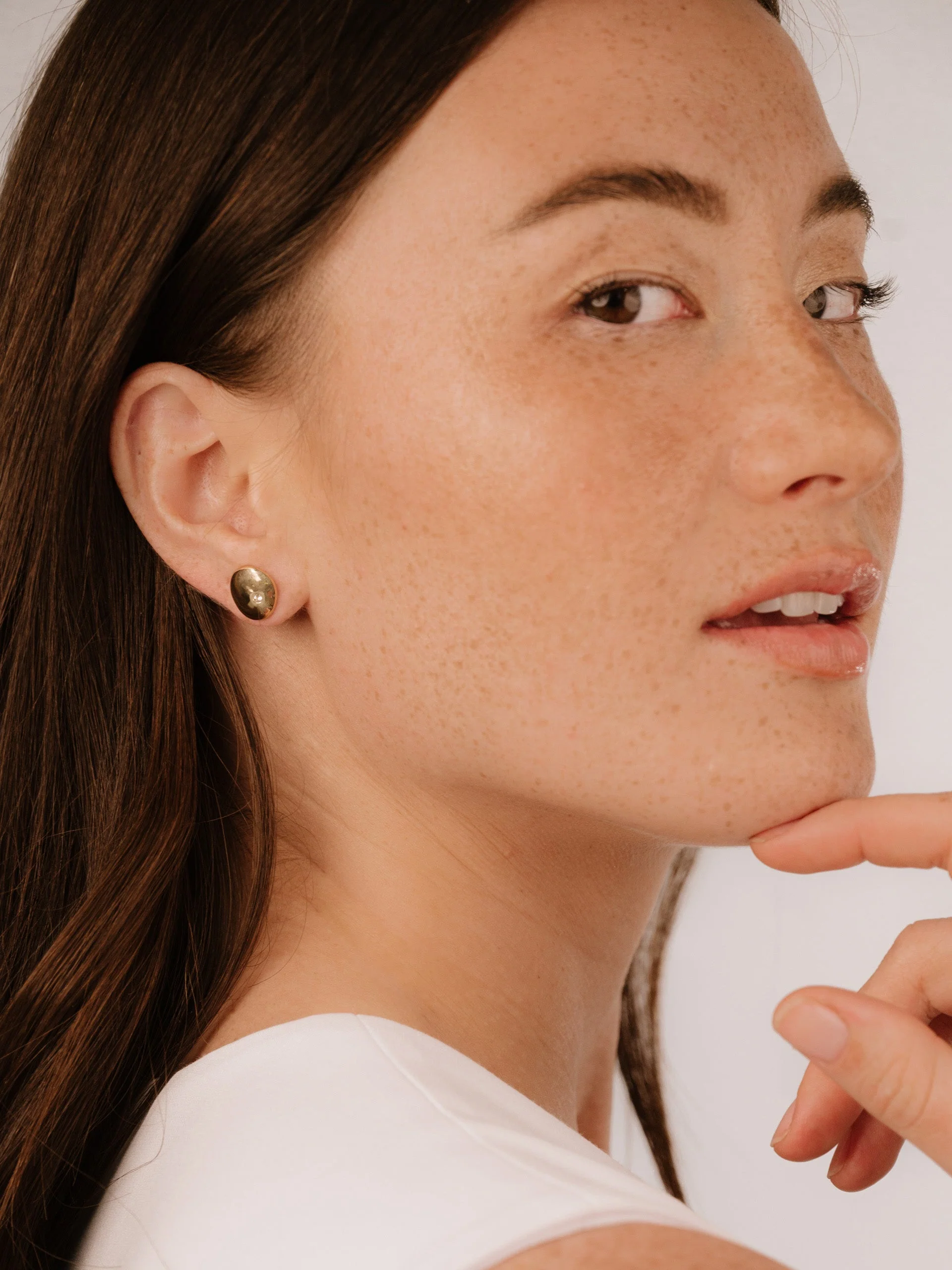 Polished Pebble Crystal Stud Earrings - Image 5