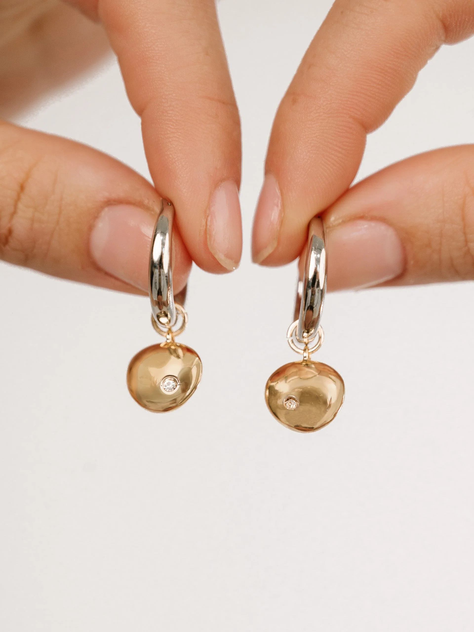 Polished Pebble Huggie Hoop Earrings - Image 11