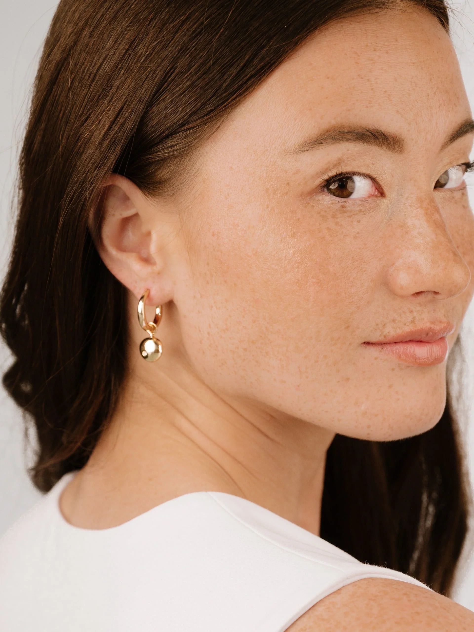 Polished Pebble Huggie Hoop Earrings - Image 12