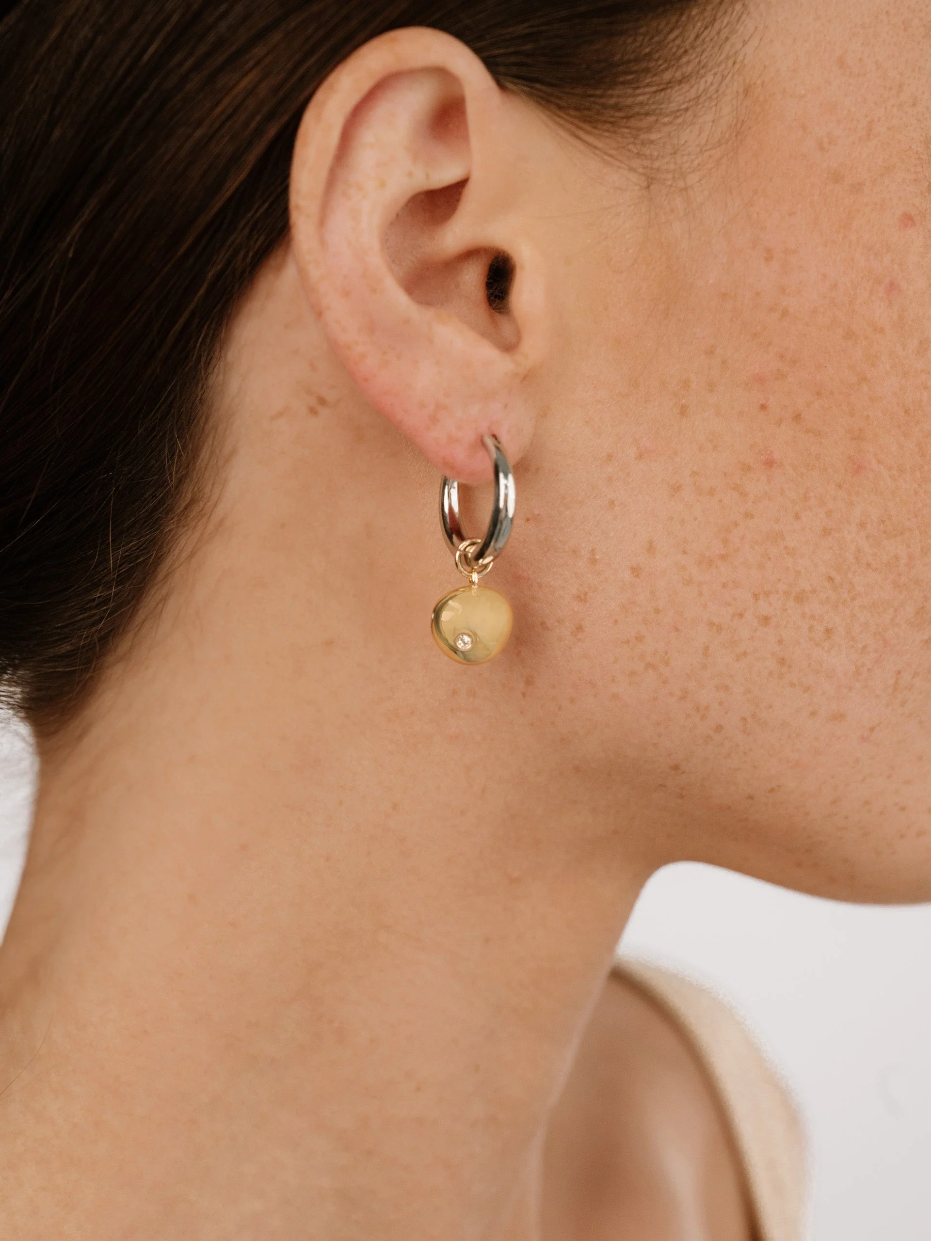 Polished Pebble Huggie Hoop Earrings - Image 5