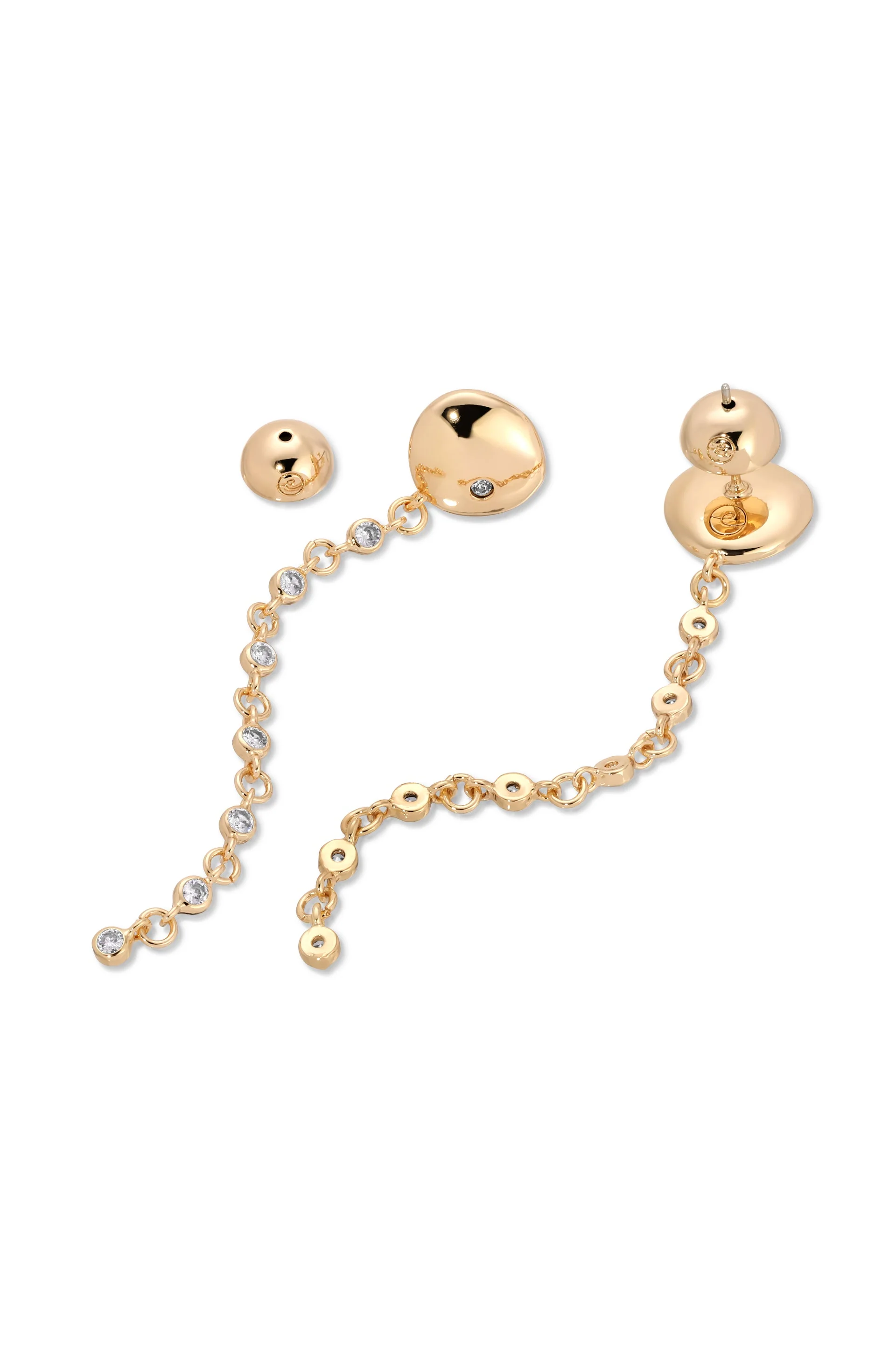 Polished Pebble Linear Chain Earrings - Image 3