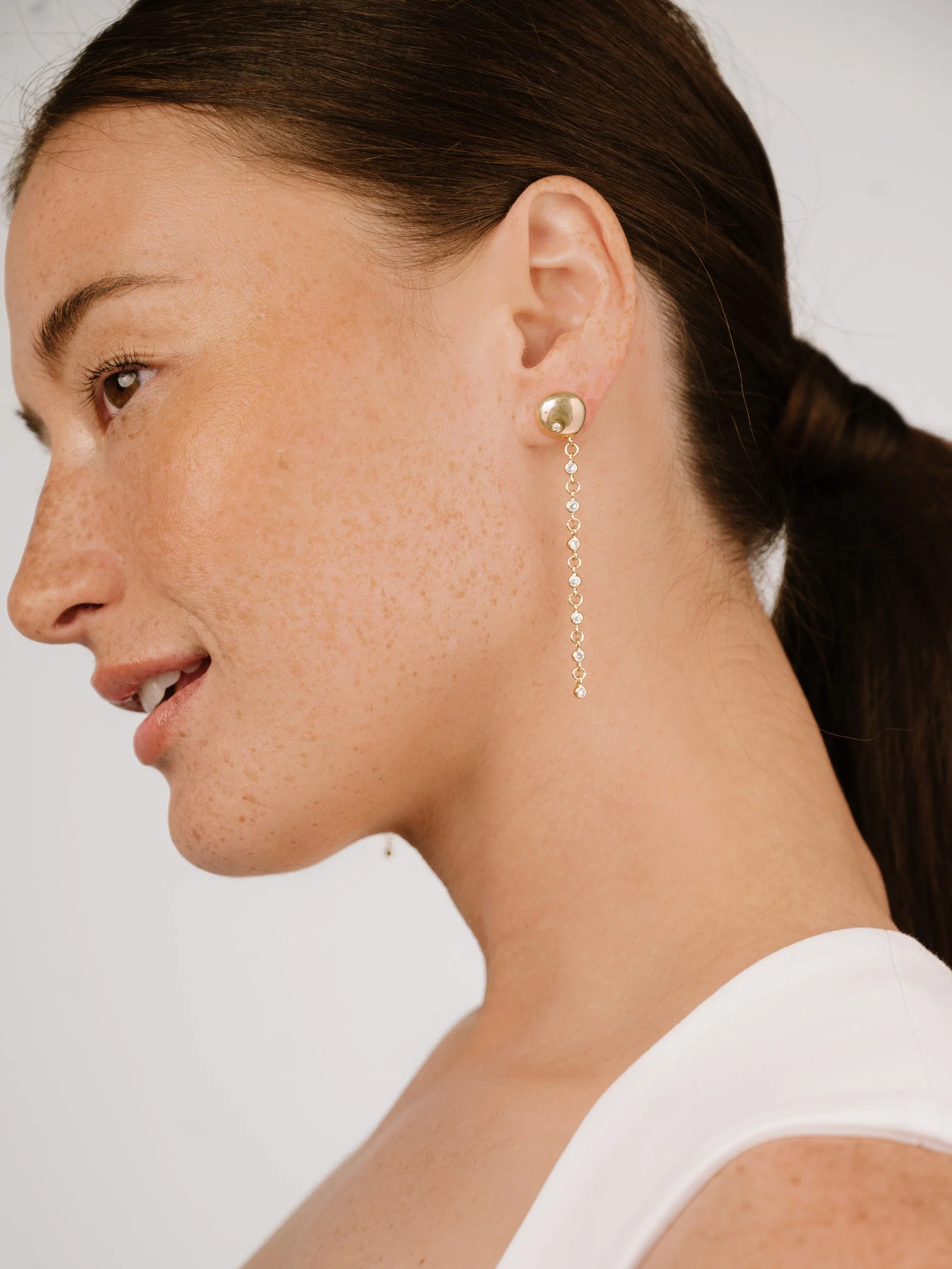 Polished Pebble Linear Chain Earrings - Image 7