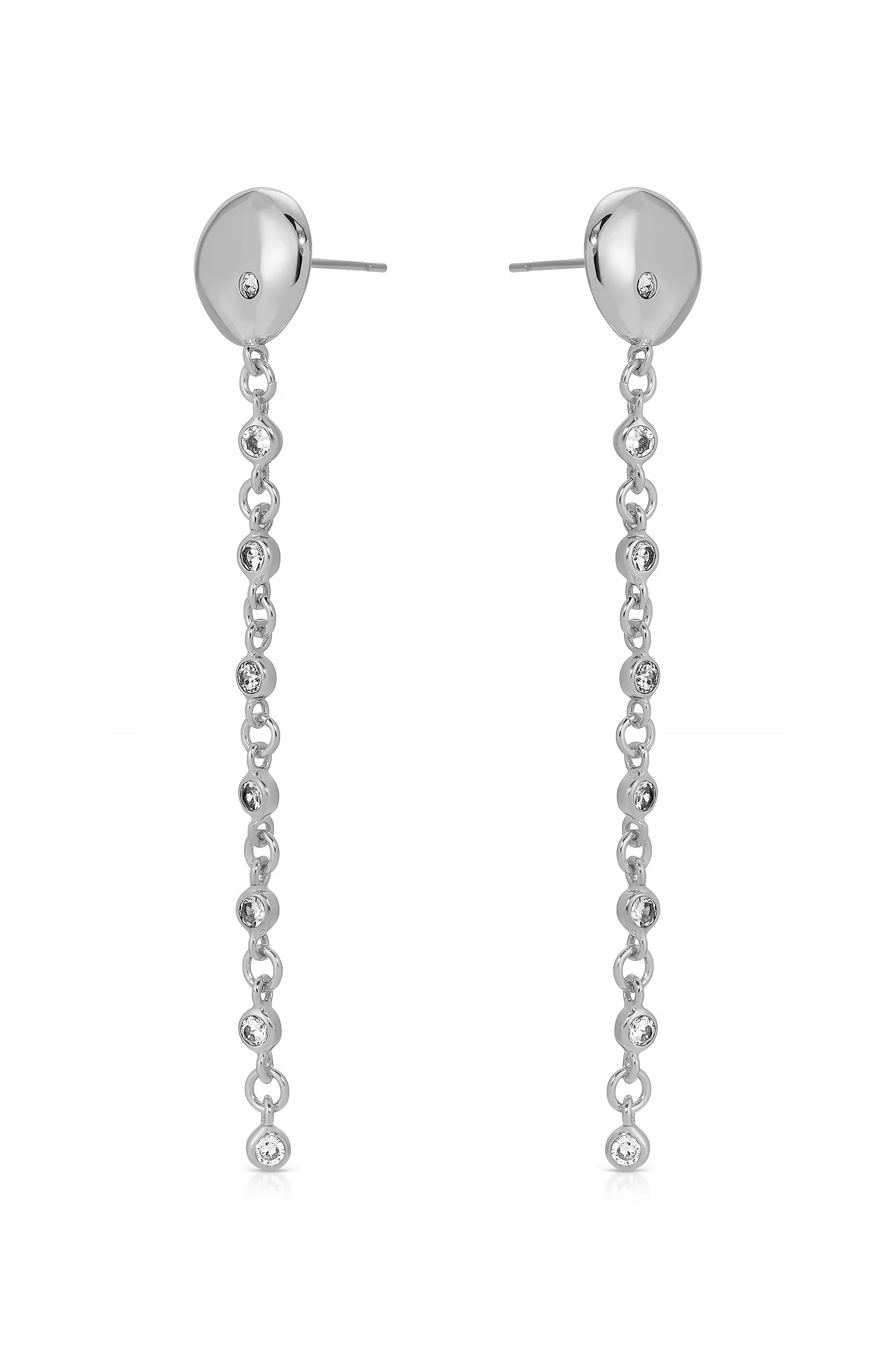 Polished Pebble Linear Chain Earrings - Image 8