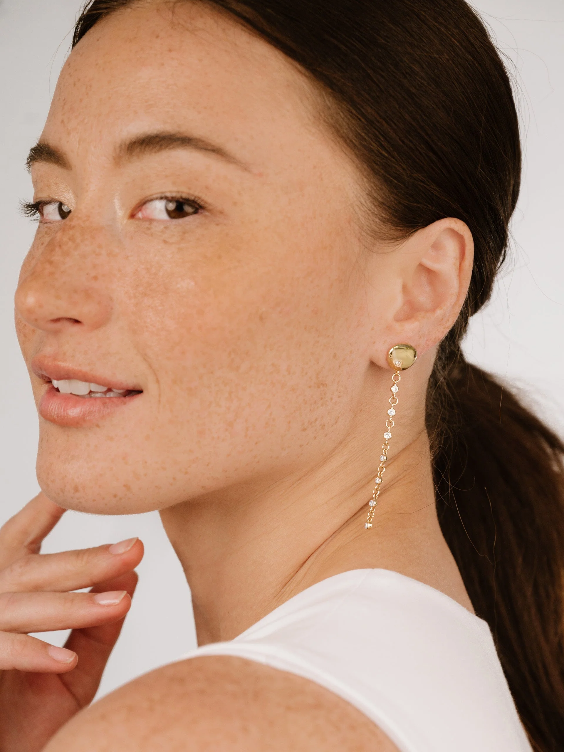 Polished Pebble Linear Chain Earrings - Image 9