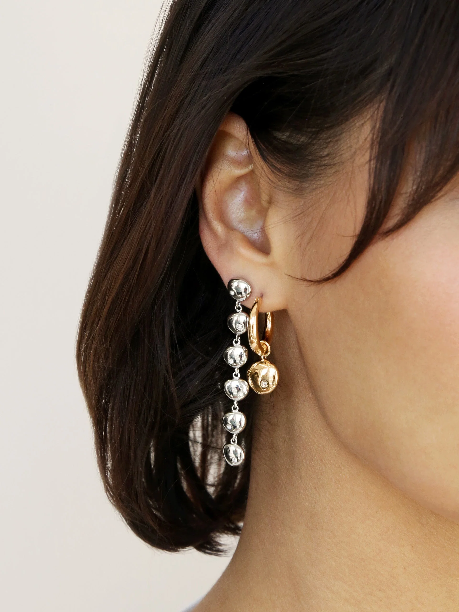 Polished Pebble Linear Dangle Earrings - Image 5