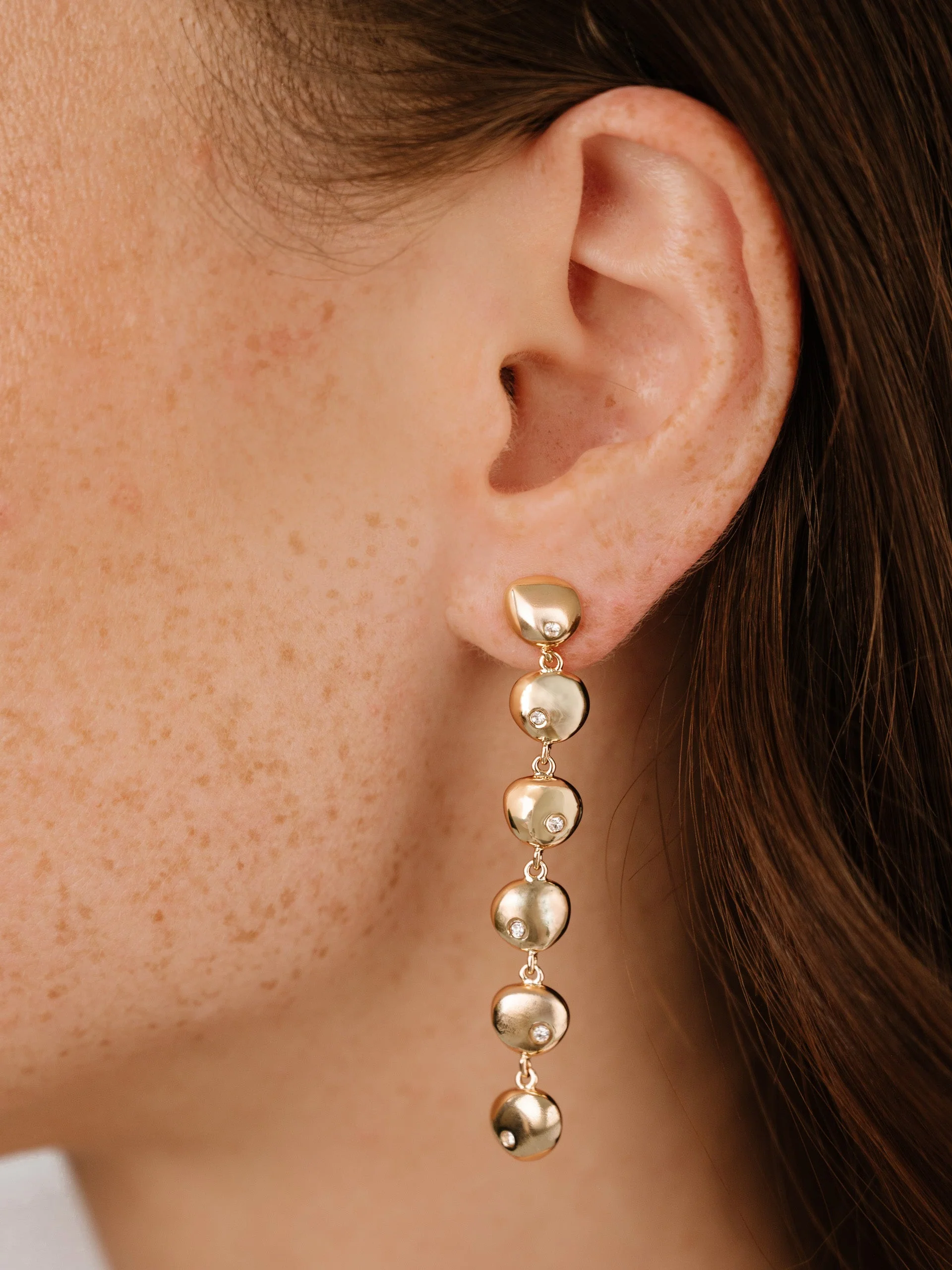 Polished Pebble Linear Dangle Earrings - Image 7