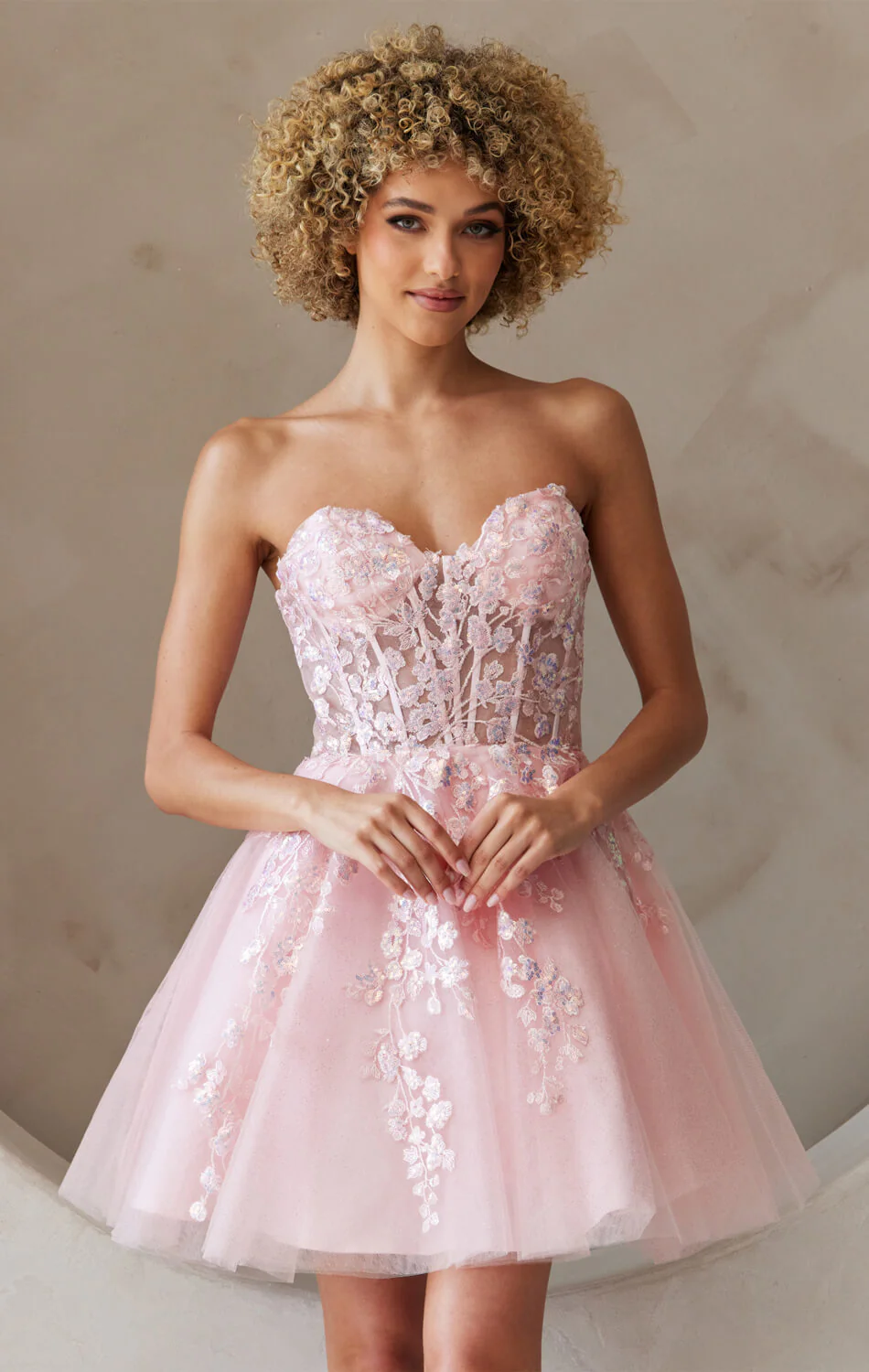 POSEY MINI DRESS - FLORAL LACE CORSET COCKTAIL DRESS - Image 2