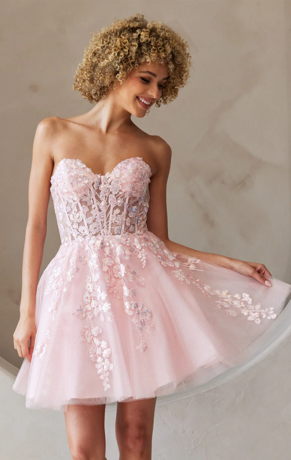 POSEY MINI DRESS - FLORAL LACE CORSET COCKTAIL DRESS - Image 3