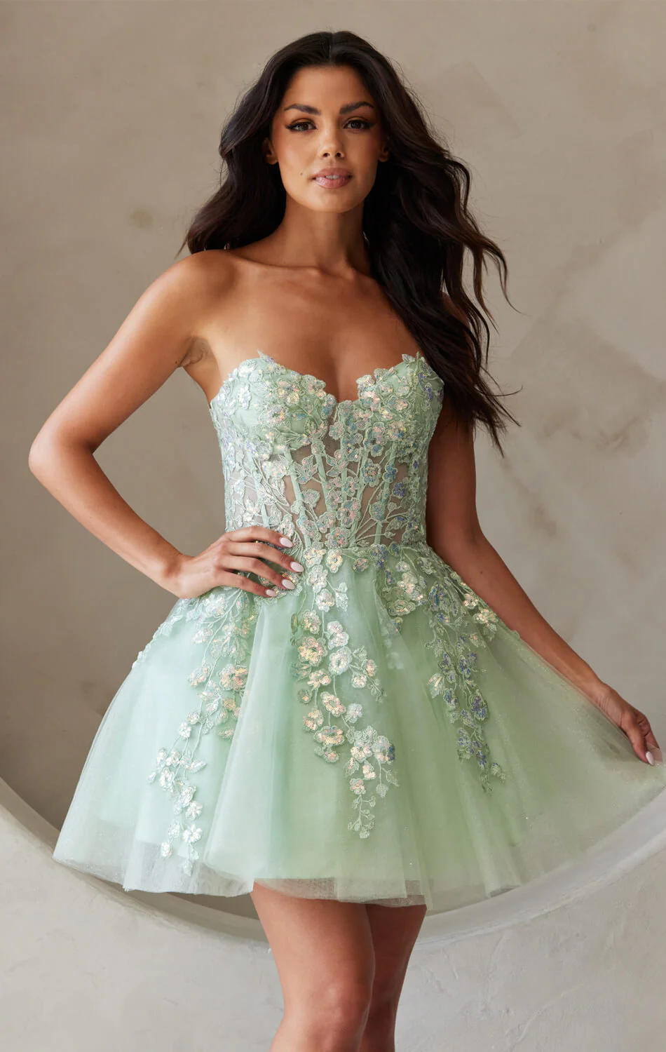 POSEY MINI DRESS - FLORAL LACE CORSET COCKTAIL DRESS - Image 4