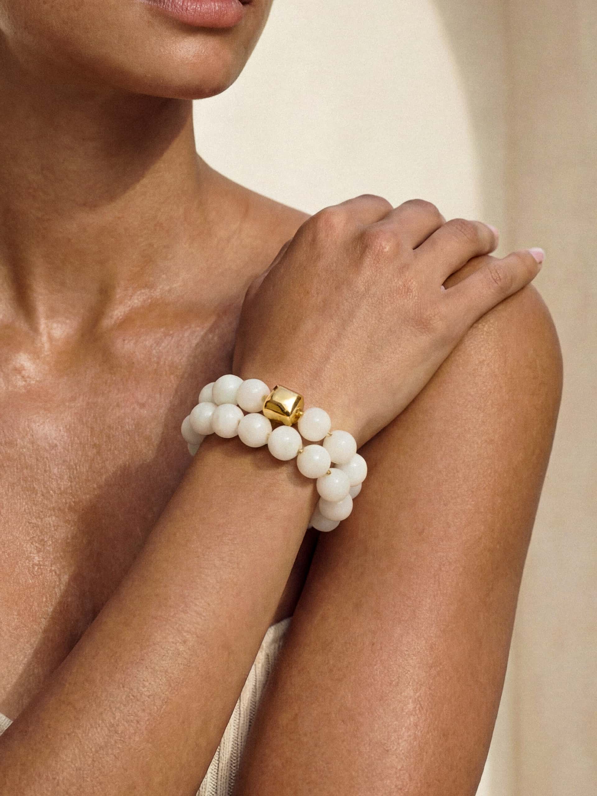 Power Bead Bracelet Stack in Bone - Image 2