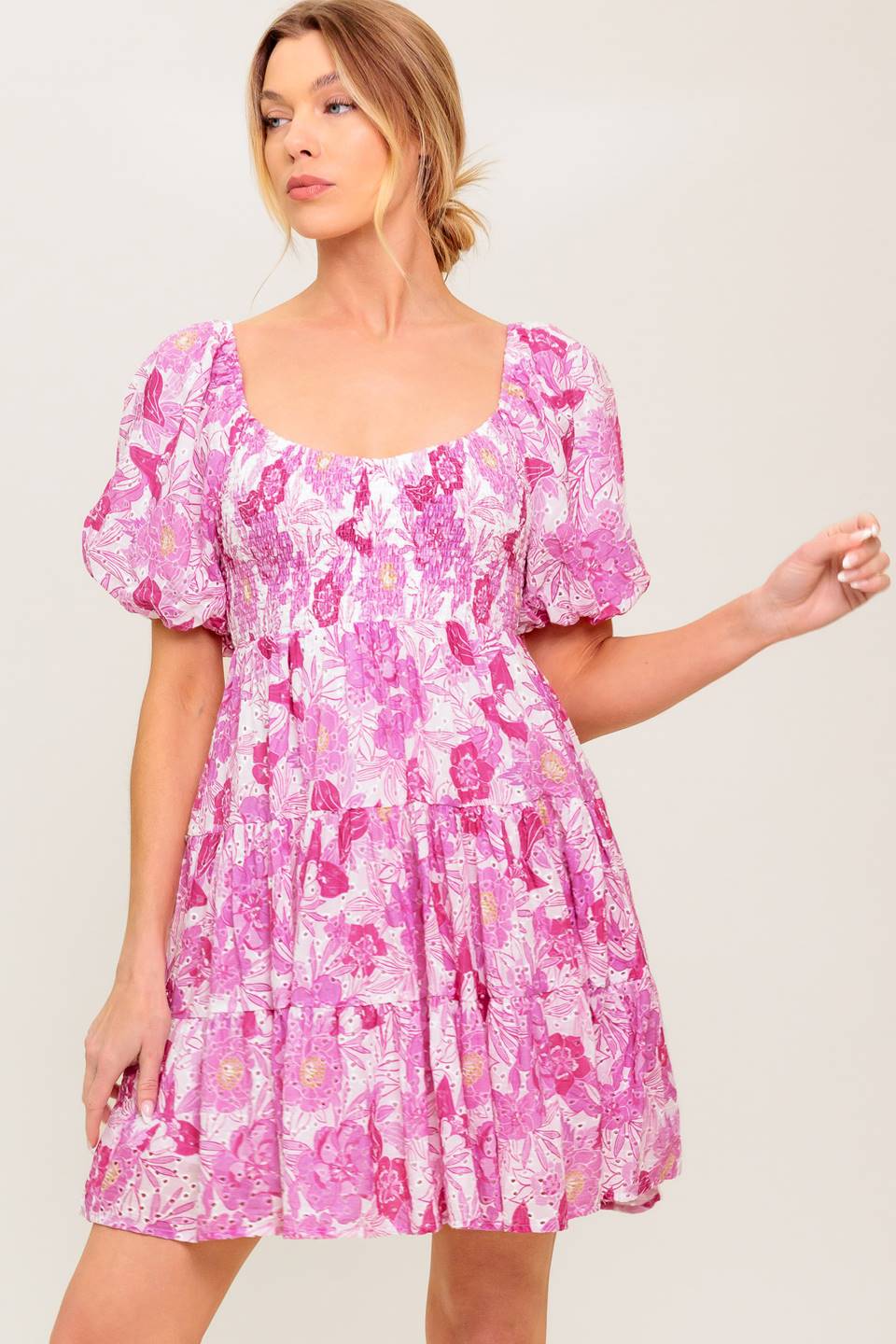 PRETTY IN PINK EYELET MINI DRESS - Image 4