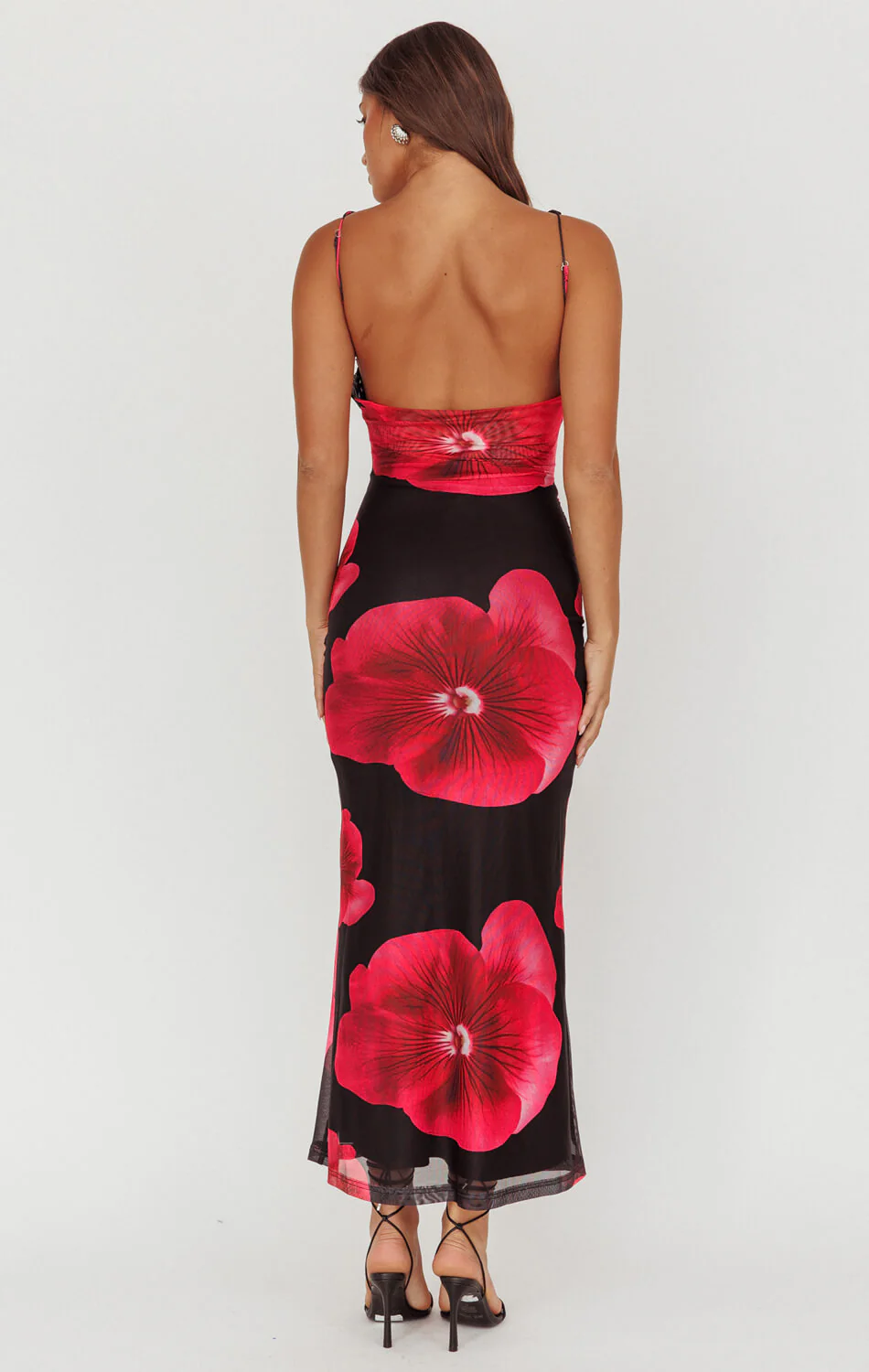 Priya Black Floral Maxi Dress - Image 2