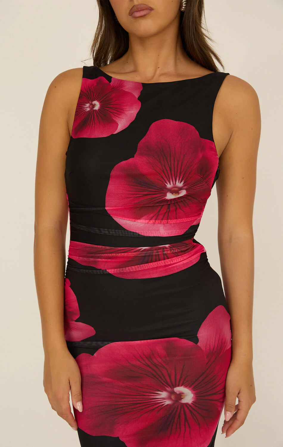 Priya Black Floral Maxi Dress - Image 3