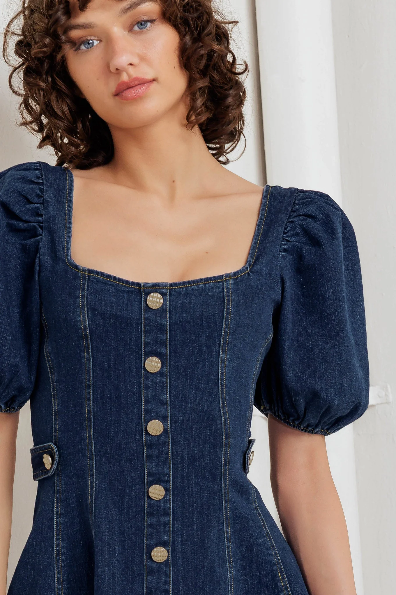 PUFF & PLAY DENIM MINI DRESS - FINAL SALE - Image 2