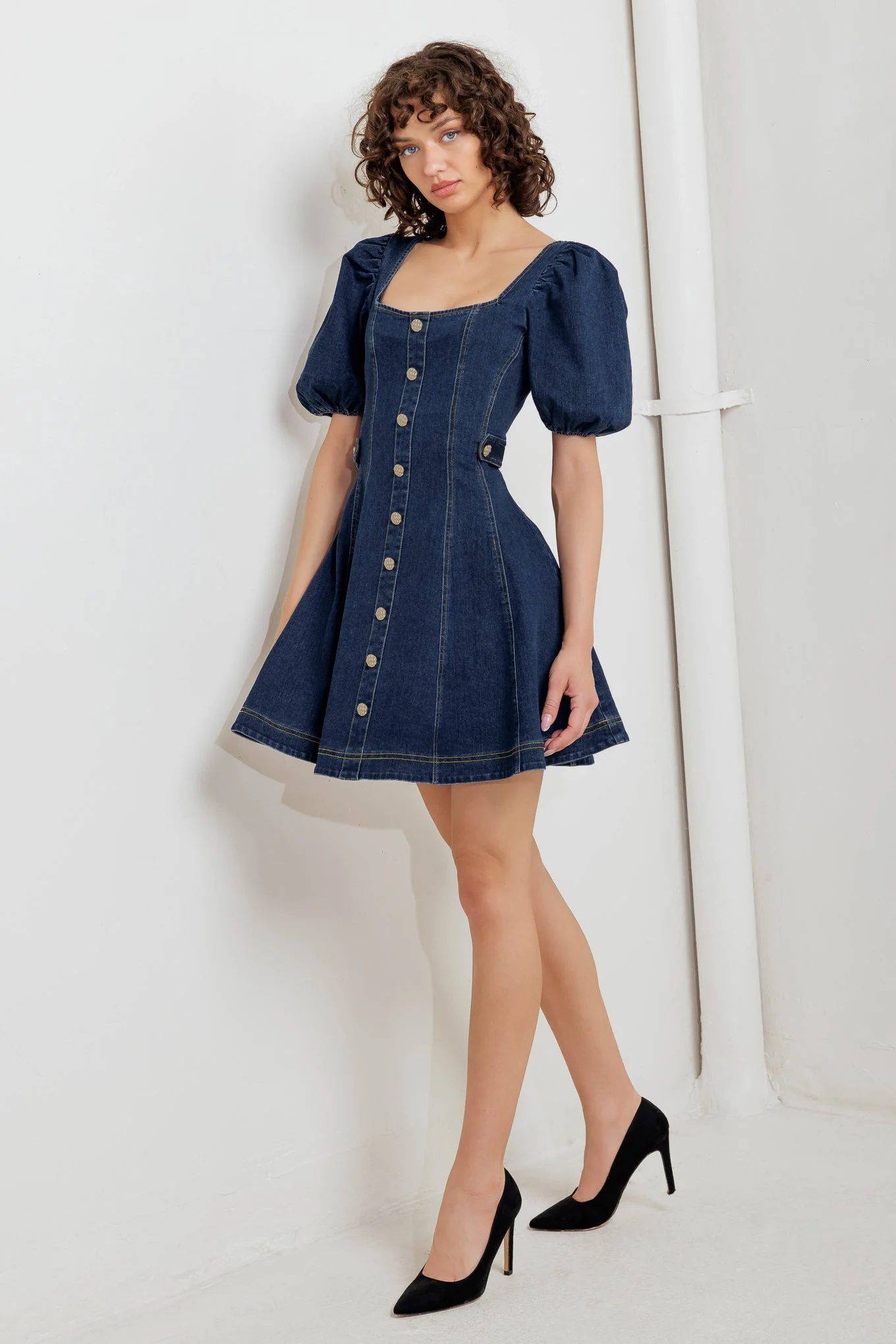 PUFF & PLAY DENIM MINI DRESS - FINAL SALE - Image 6