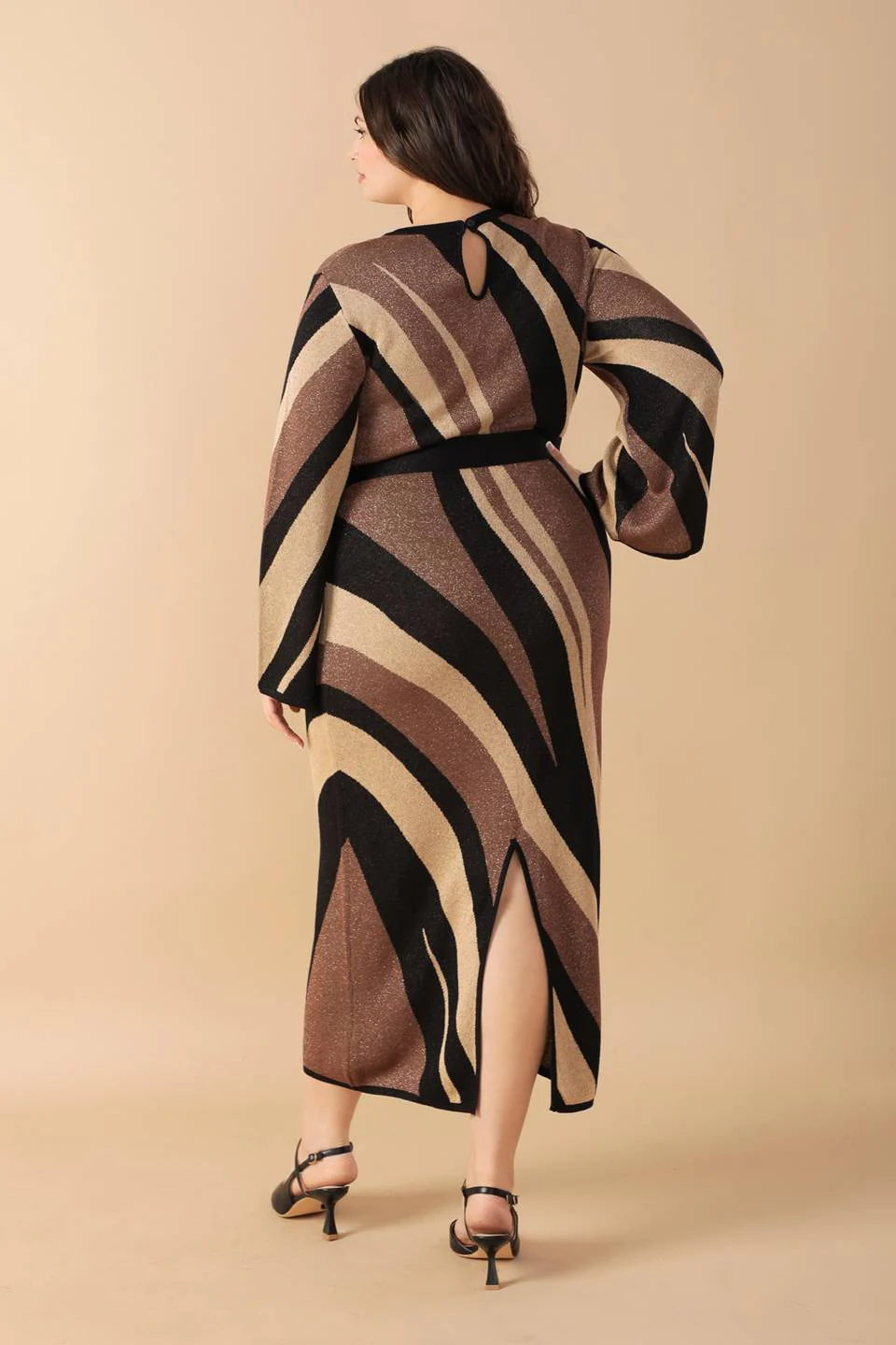 PUT ON A SMILE BROWN MIDI SWEATER DRESS - Image 2