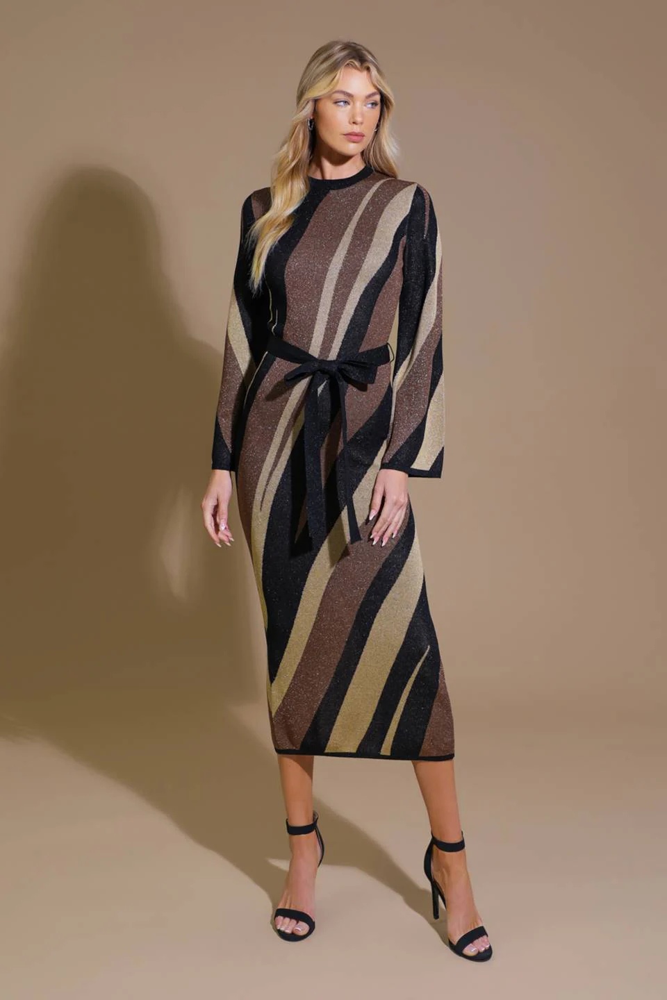 PUT ON A SMILE BROWN MIDI SWEATER DRESS - Image 7