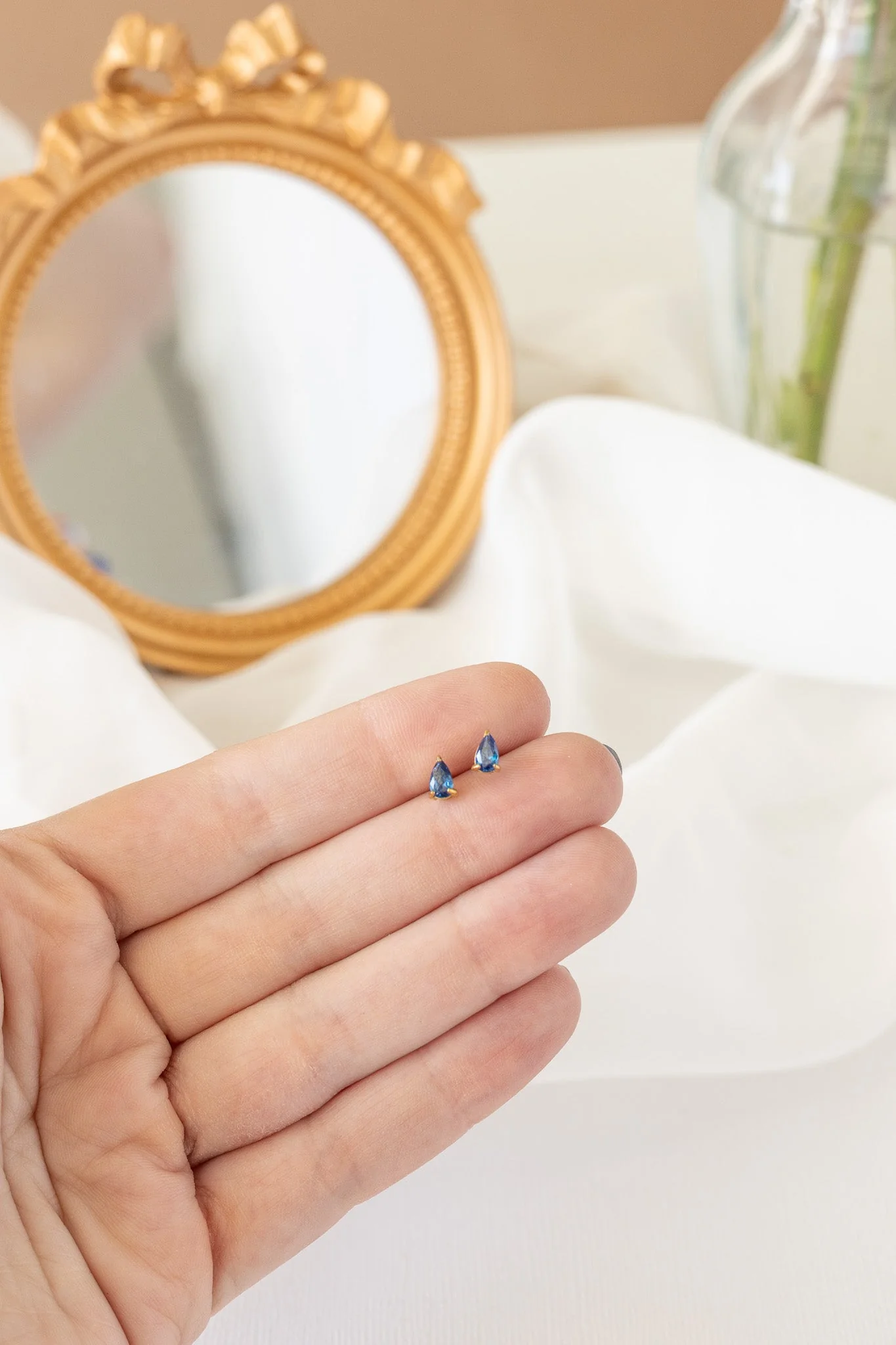 Raindrop Stud Earring in Blue Crystal - Image 5