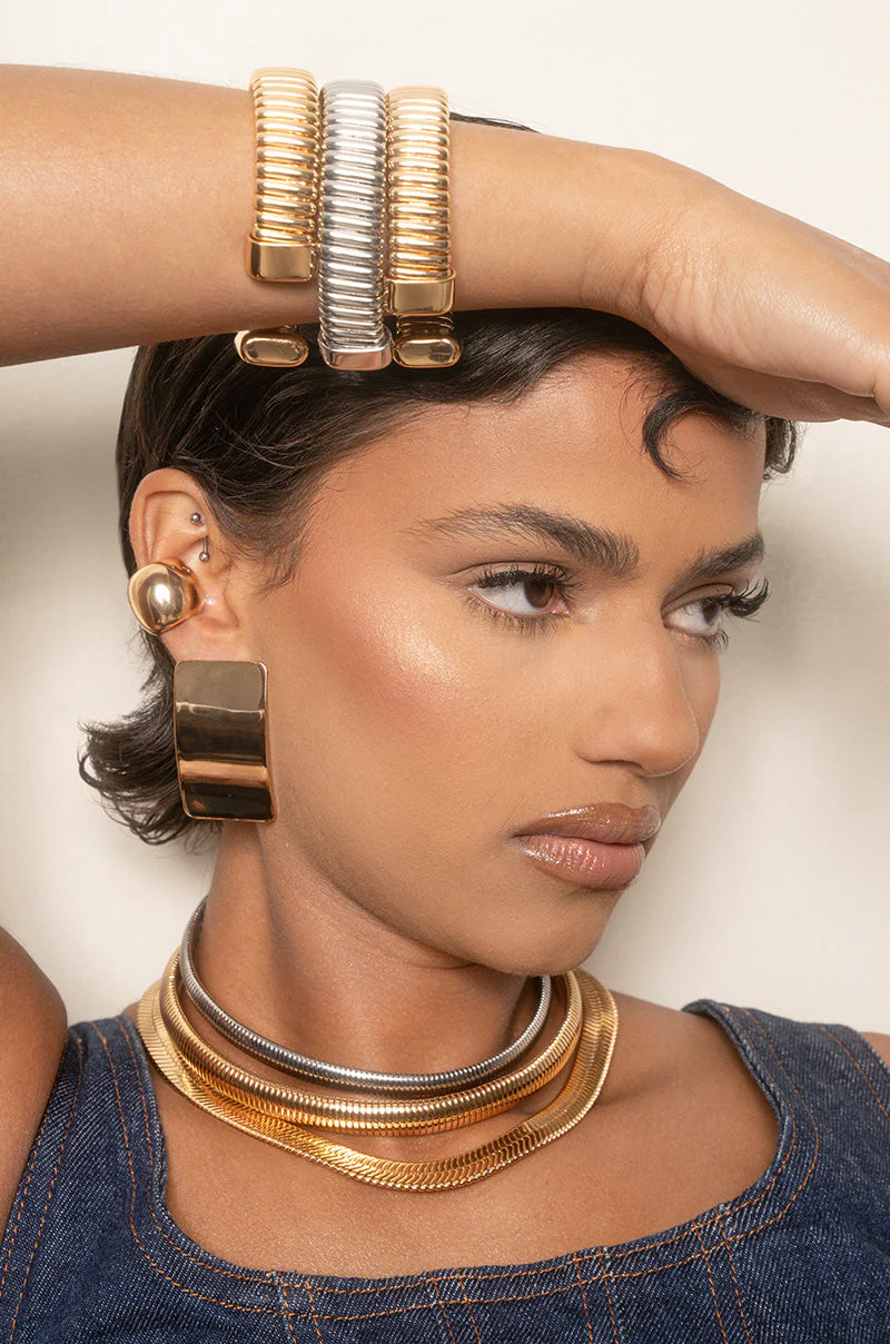 Rectangle Metal Stud Earrings - Image 6