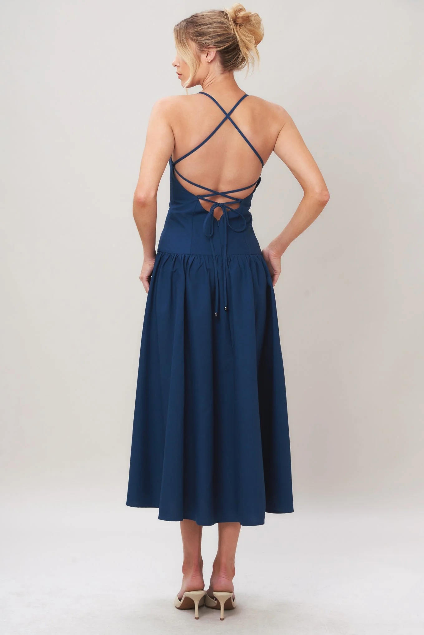 REFINED FLOW NAVY MIDI DRESS - Image 2