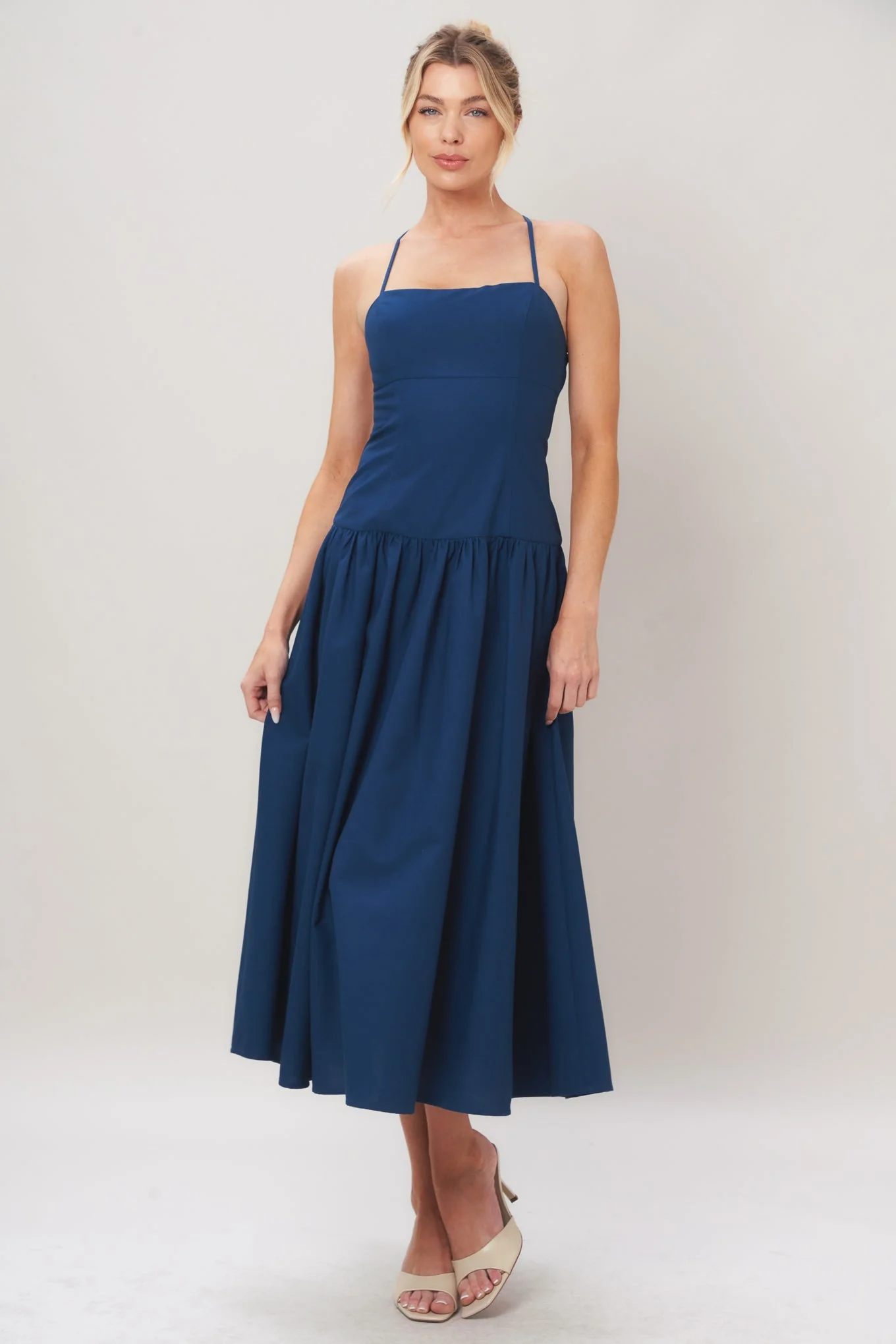 REFINED FLOW NAVY MIDI DRESS - Image 3