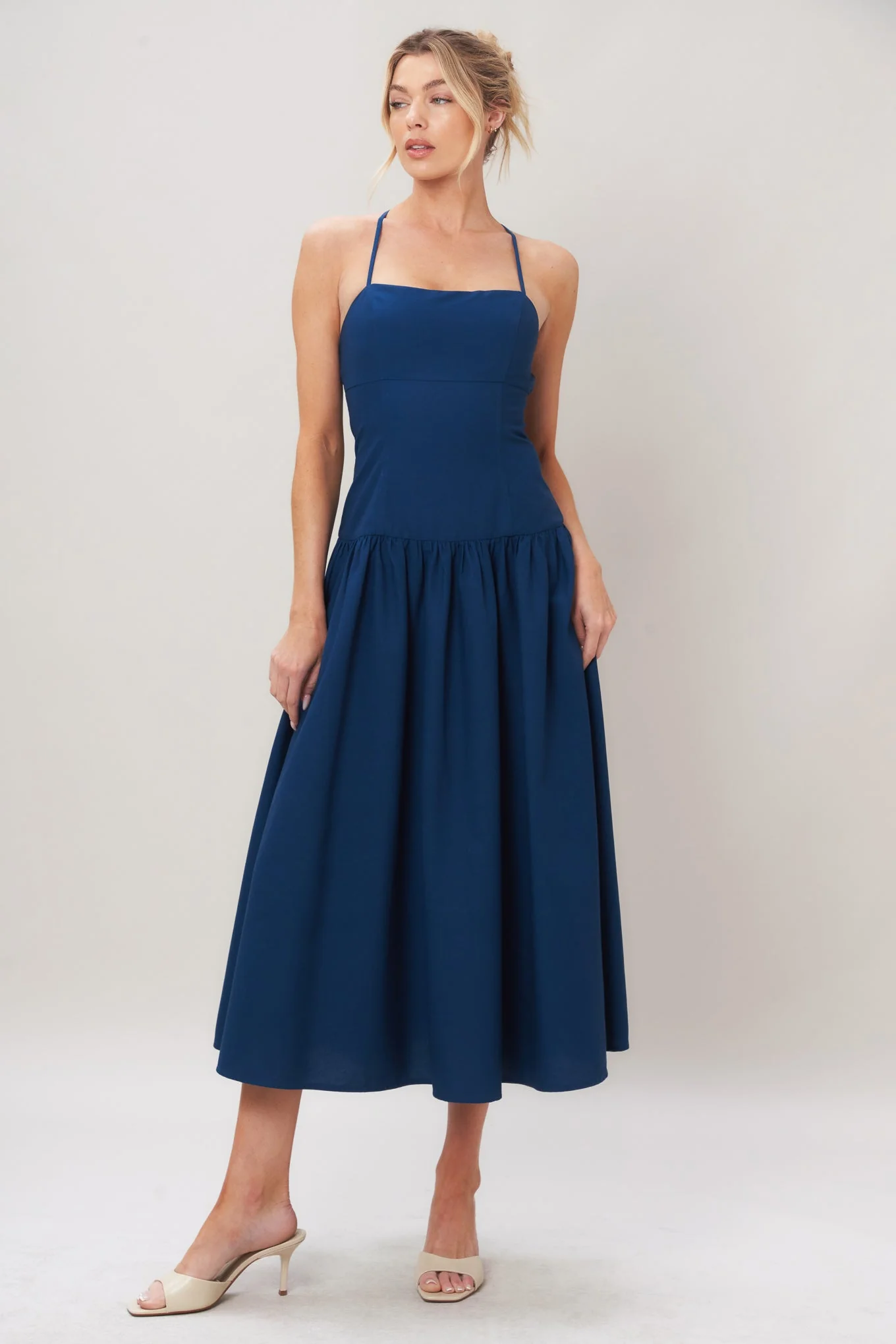REFINED FLOW NAVY MIDI DRESS - Image 4