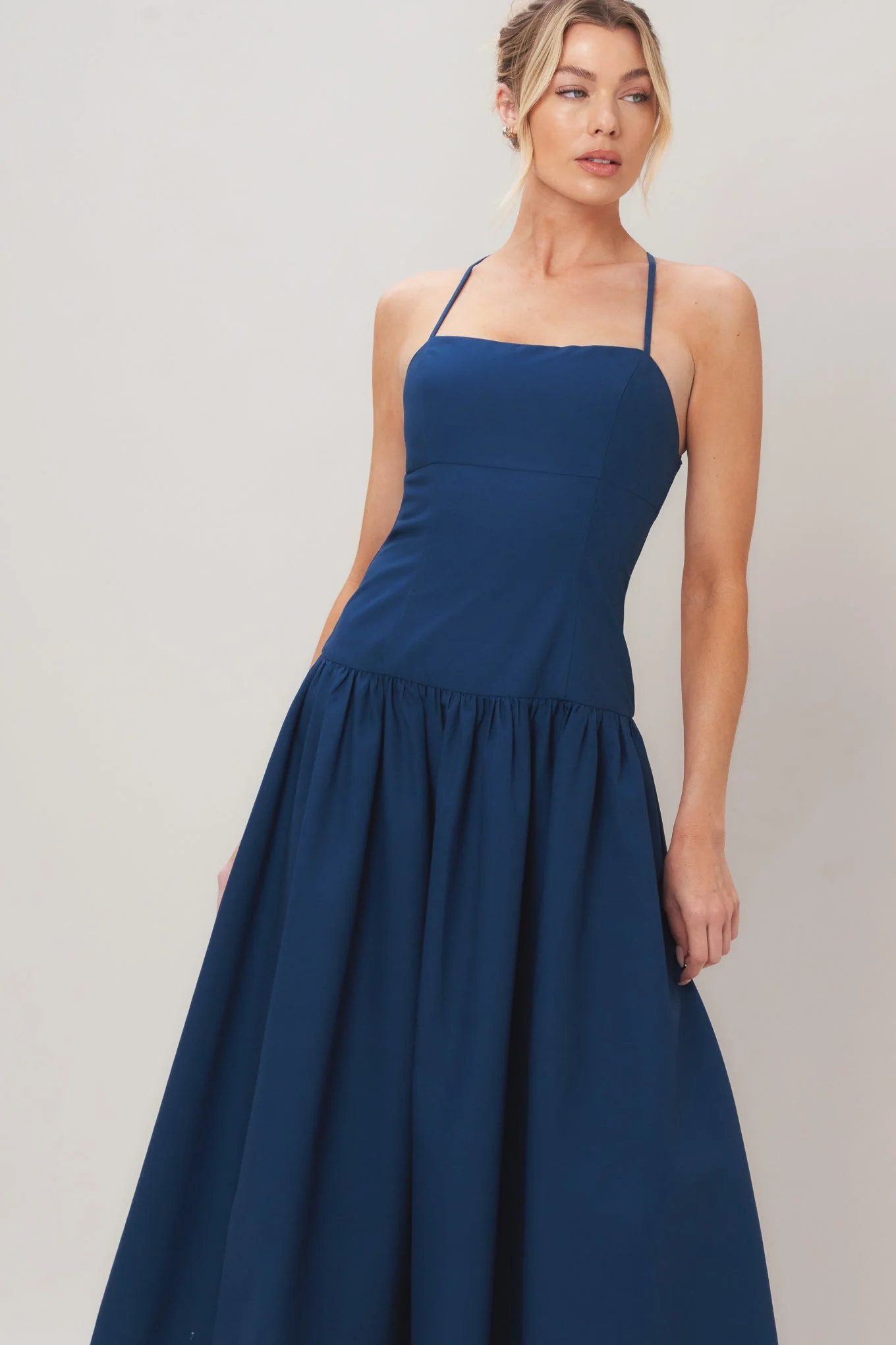 REFINED FLOW NAVY MIDI DRESS - Image 5