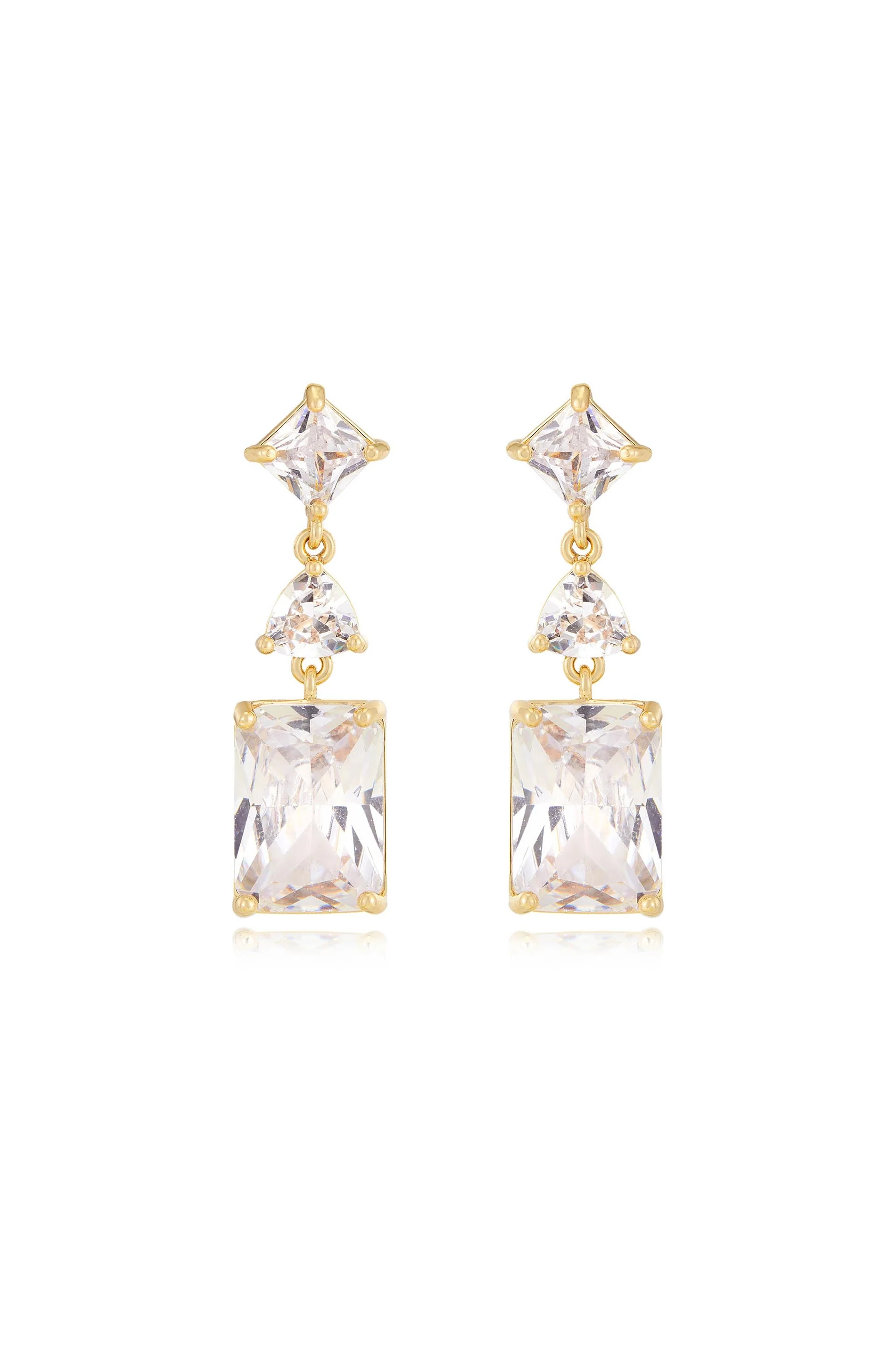 Reflective Crystal Dangle Earrings - Image 2
