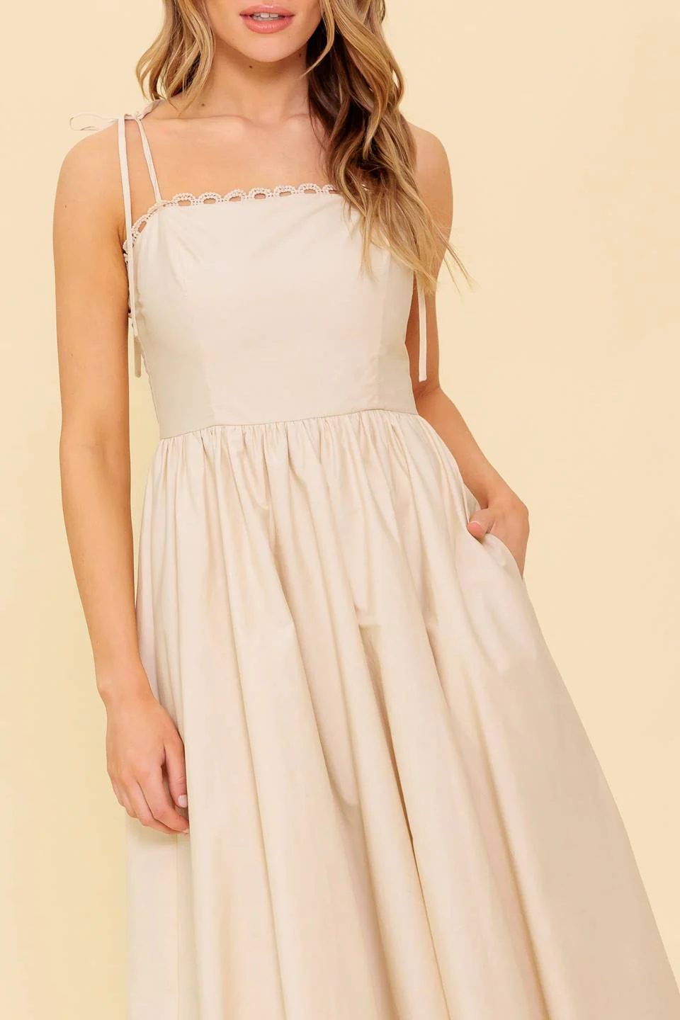REGAL CUTIE BUBBLE HEM MIDI DRESS - CREAM - Image 4