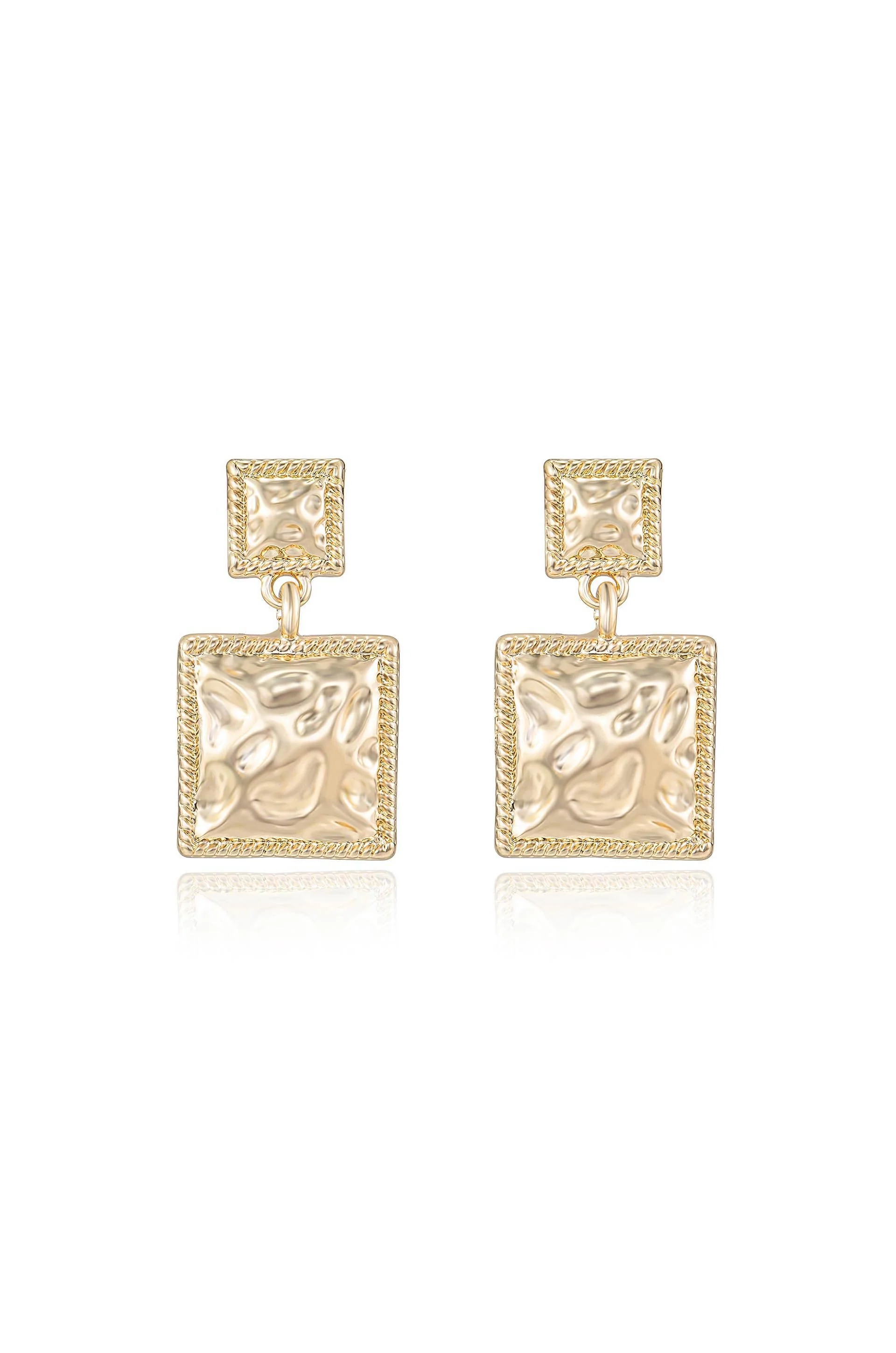 Repeated Square Dangle Earrings - Image 2