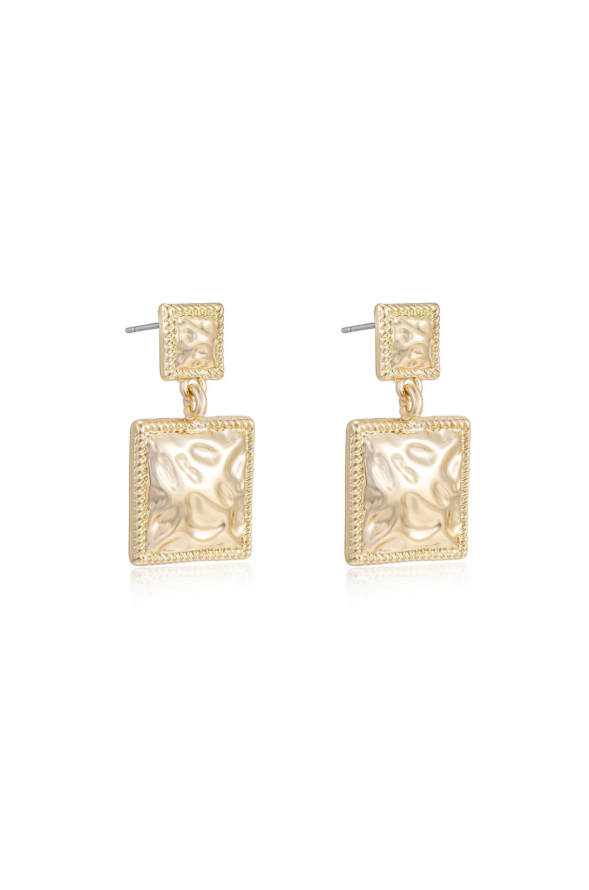 Repeated Square Dangle Earrings - Image 3