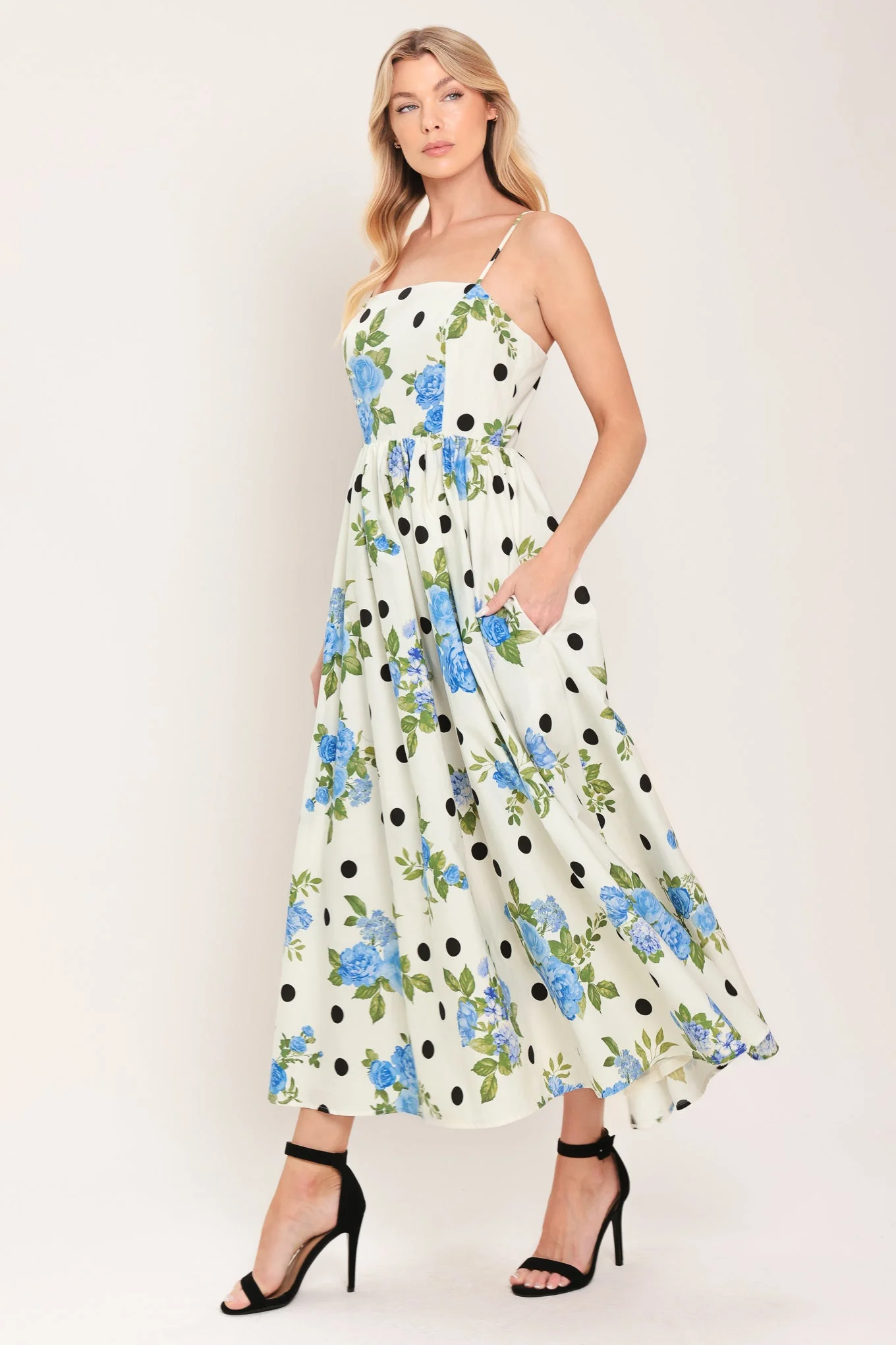 RETRO FLORA WOVEN MIDI DRESS - Image 5