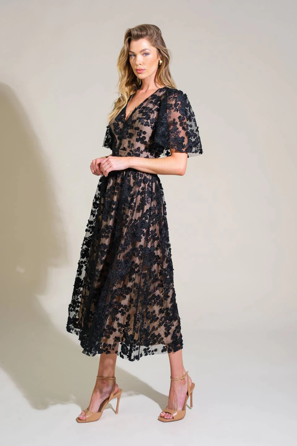 RETURN SOMEDAY WOVEN LACE MIDI DRESS - Image 3