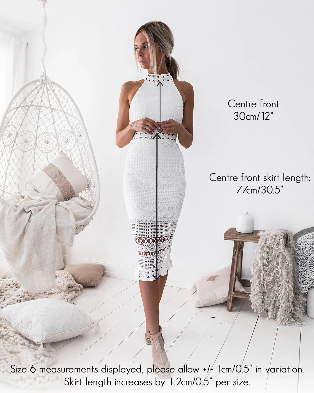 RIVERS MIDI DRESS - WHITE LACE - Image 11